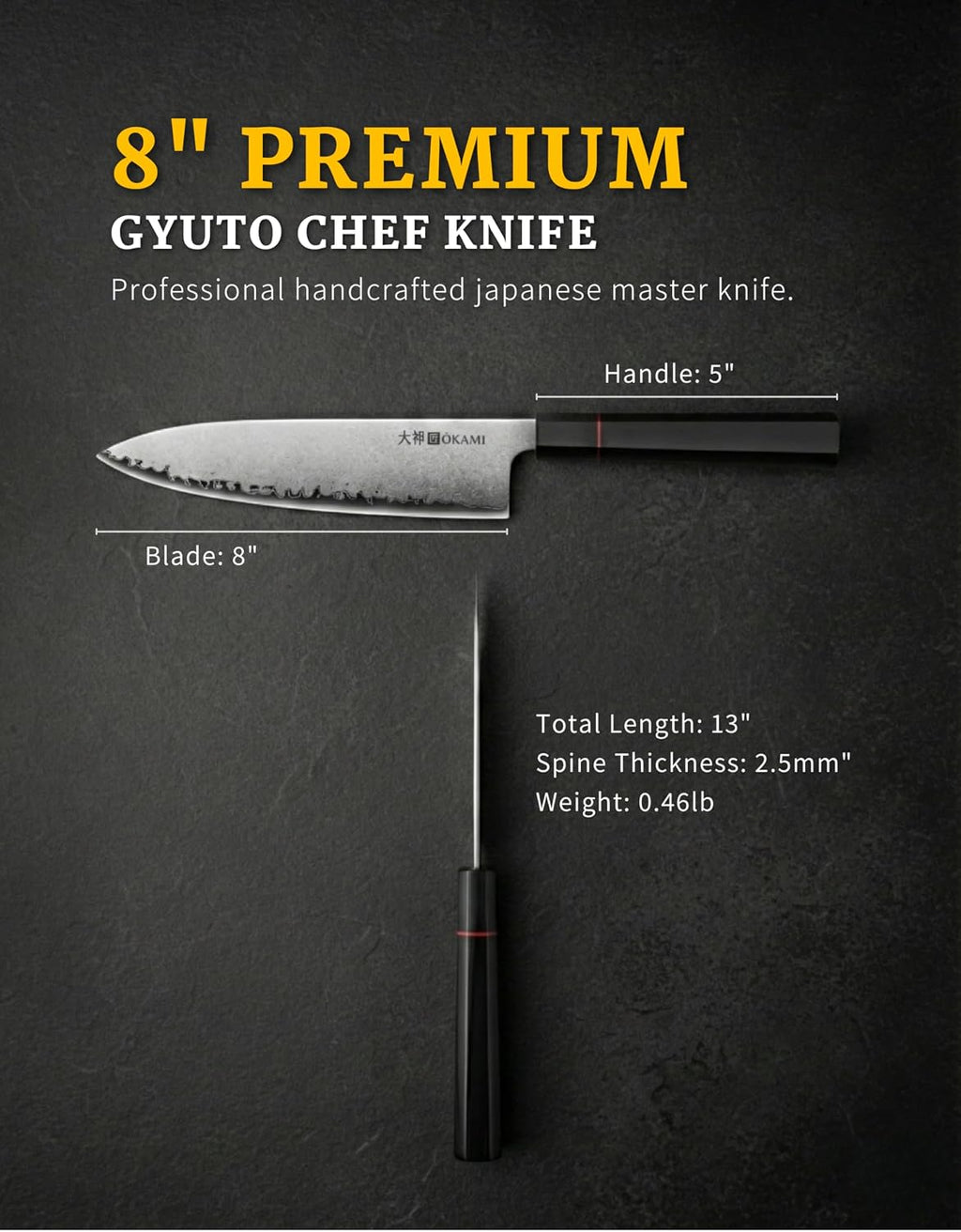 Chef Knife 8 Inch - Hand Forged Kitchen Knife with 67-Layer Japanese Damascus Steel, AUS-10 Core & G10 Handle - Ultra Sharp, Perfectly Balanced Gyuto Knife for Home Chefs and Professionals