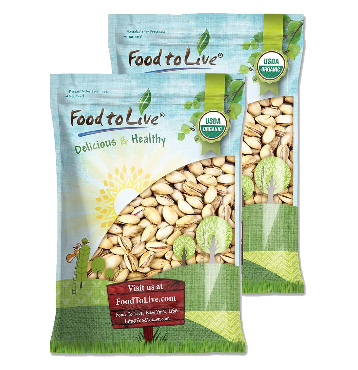 Food to Live - Organic Pistachios, 10 Pounds ' In Shell, Dry Roasted with Sea Salt, Non-GMO, Kosher, Vegan, Bulk