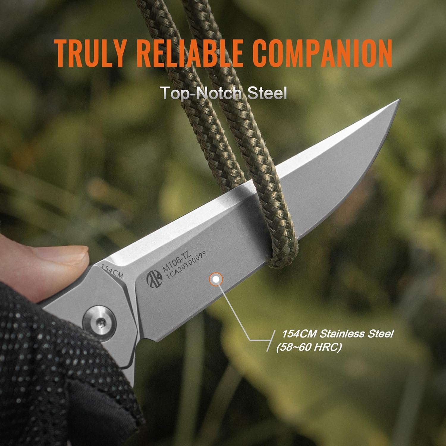 Ruike M108-TZ Folding Pocket Knife for Men,TC4 Titanium Lightweight Aolly Handle,Pearlized 154CM Stainless Blade,EDC Belt Clip,Frame Lock, Bushcraft Camping,Outdoor, Hunting,Survival Tool,Father Gifts