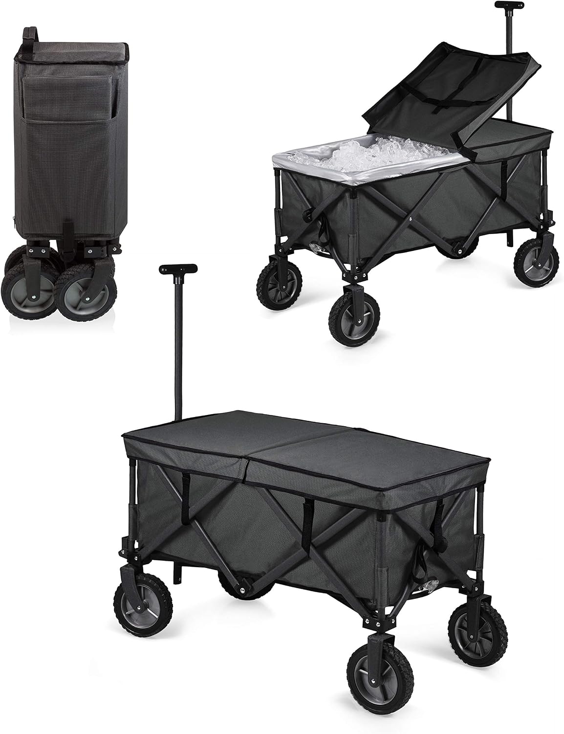 PICNIC TIME Brand Adventure Wagon Elite Folding Wagon With Table Top Lid & Soft Cooler Liner