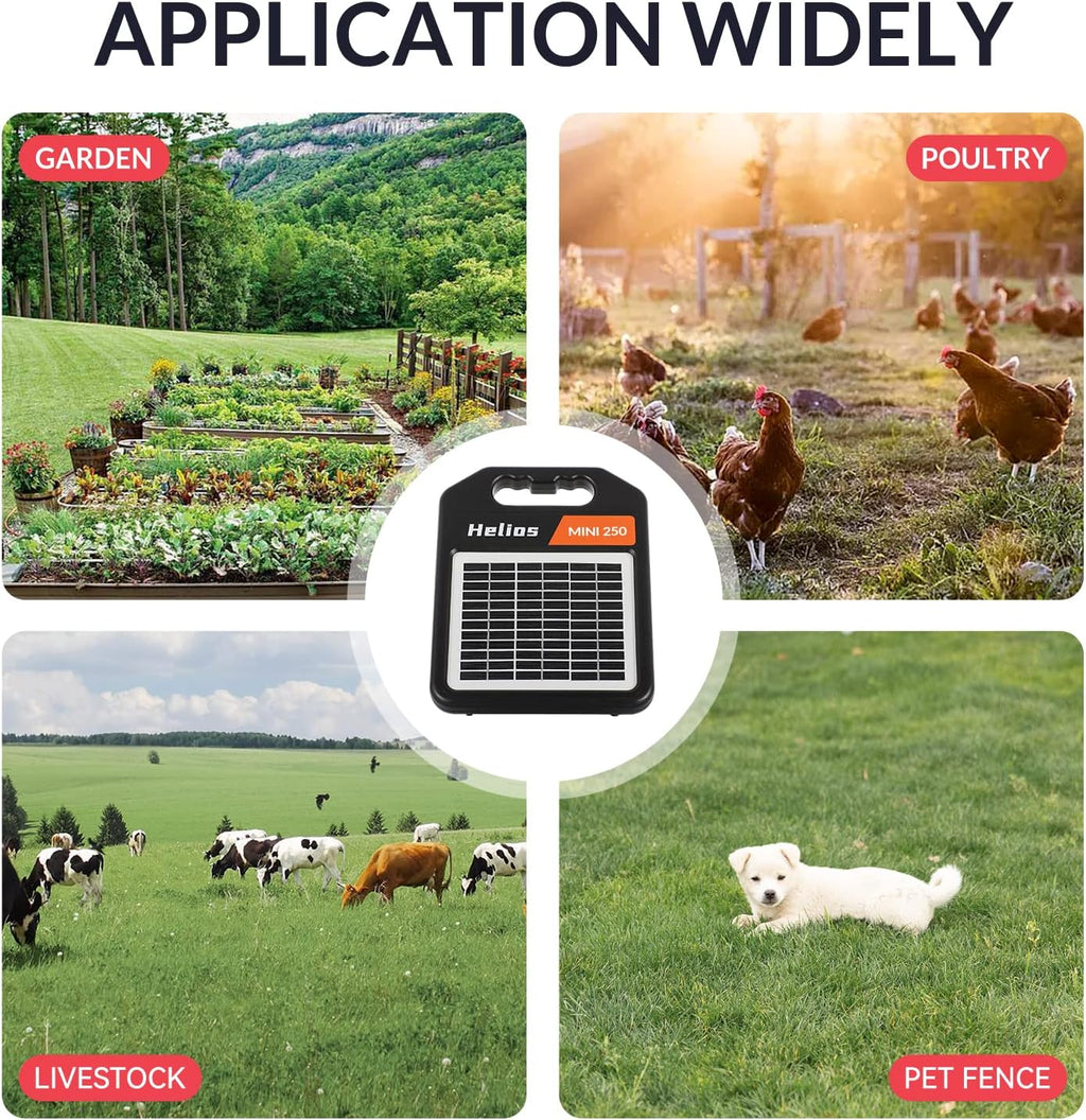 Andmon MINI250 Solar Electric Fence Charger with Day or Night Mode, 0.25Joule Portable Solar Fence Charger