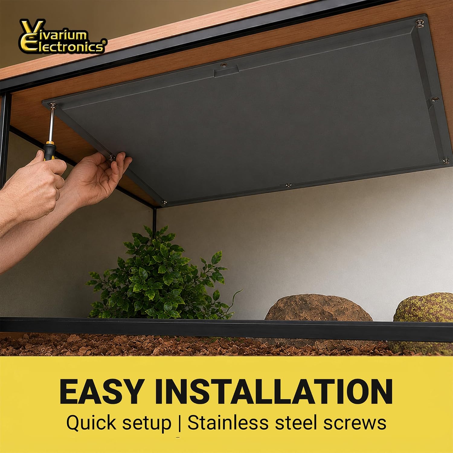 Radiant Heat Panels Made in USA 80W–Premium Reptile Heater Mounts Easily with Included Screws Reptile Heat Panel, Snake Heater, Bearded Dragon, Gecko and Hermit Crab Accessories