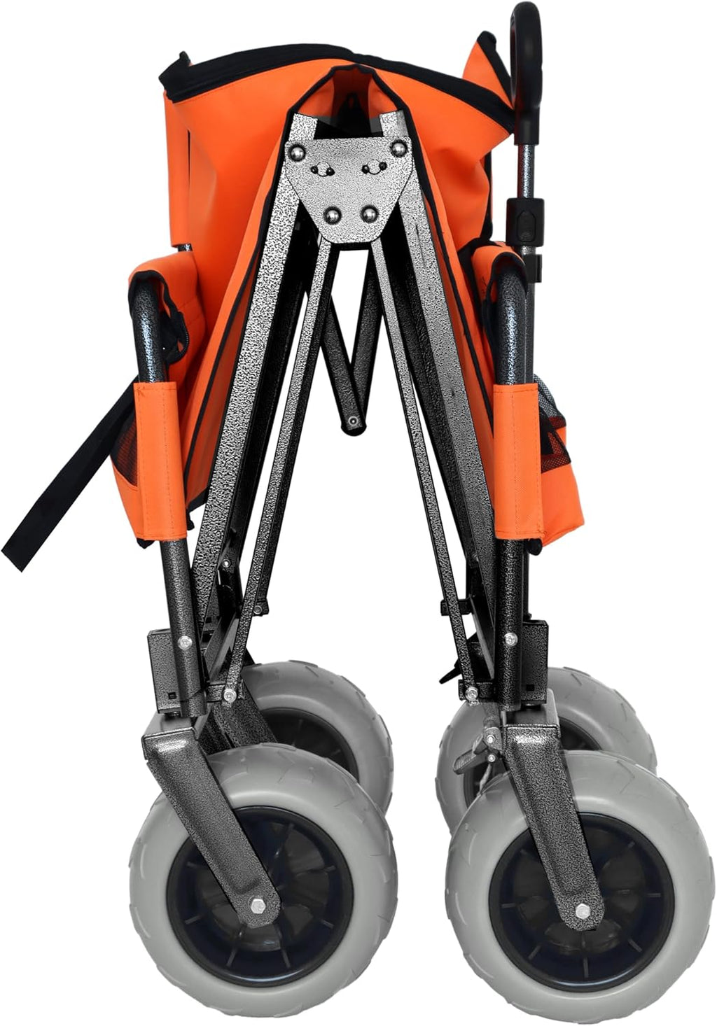 ZeHuoGe 3-in-1 Convertible Folding Wagon Cart with Bench Seat & Storage-Includes 1 ice Pack, 180L Capacity Utility Wagon for Camping, Beach, Sports, Garden (Orange)