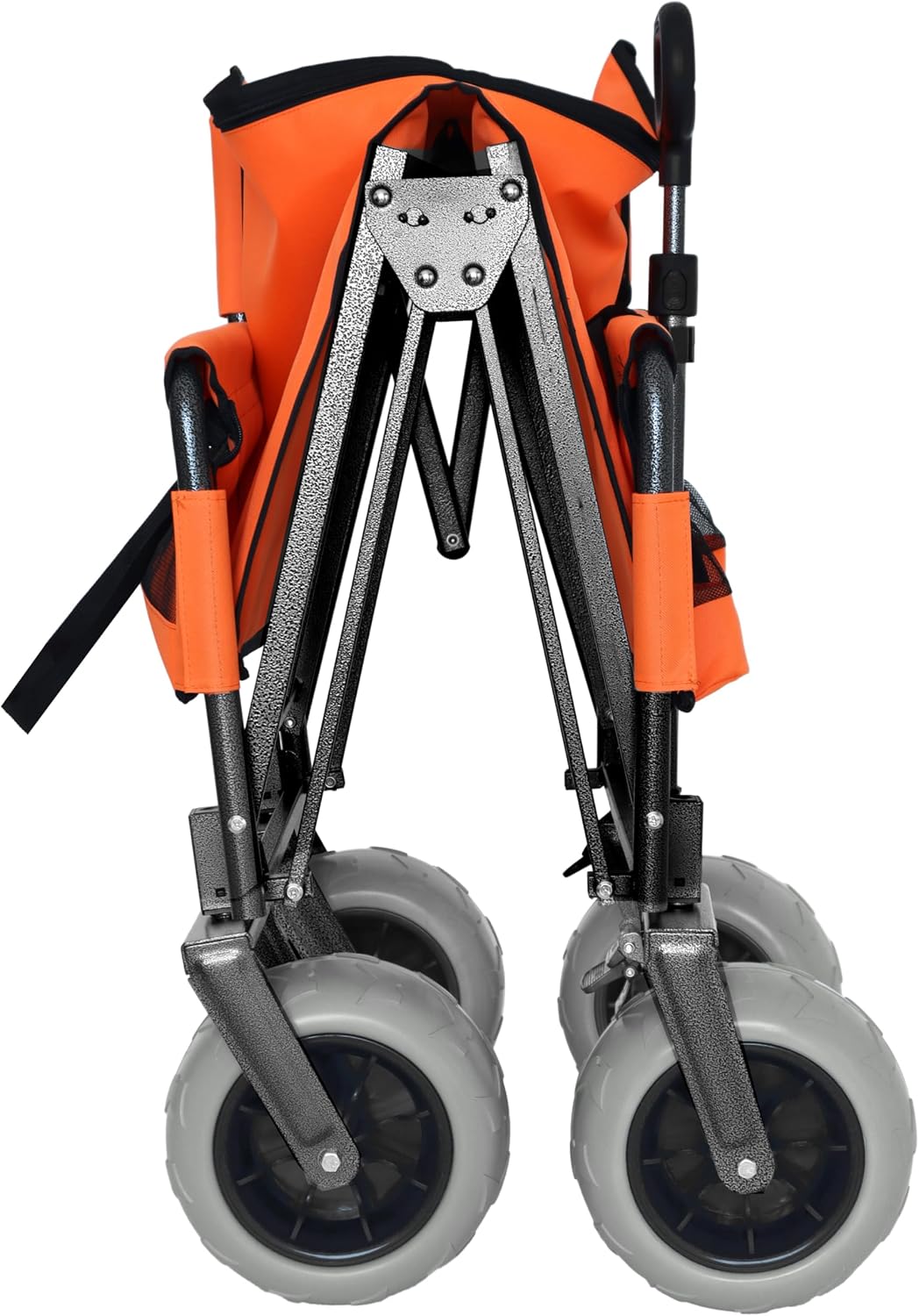 ZeHuoGe 3-in-1 Convertible Folding Wagon Cart with Bench Seat & Storage-Includes 1 ice Pack, 180L Capacity Utility Wagon for Camping, Beach, Sports, Garden (Orange)