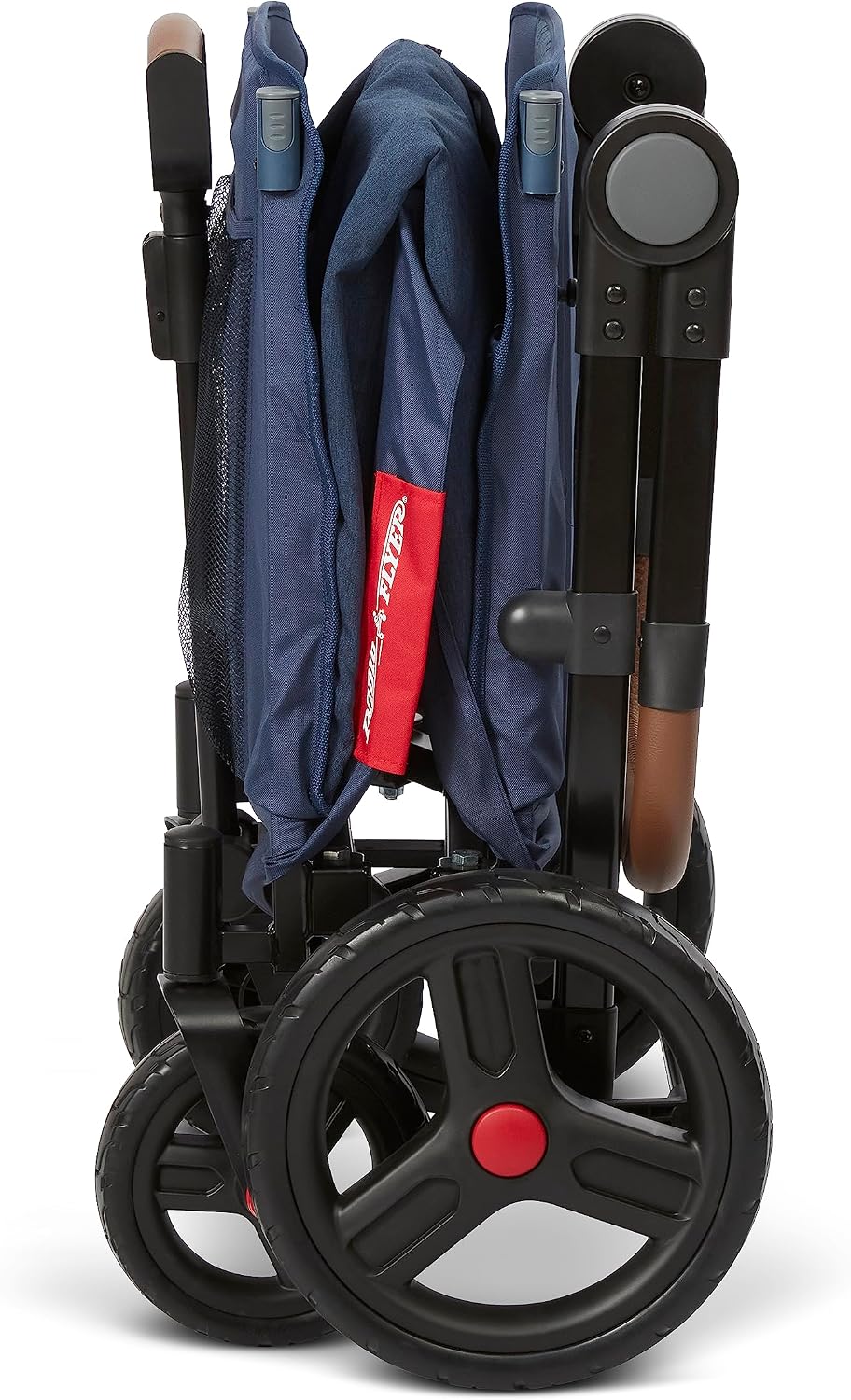 Radio Flyer Atlas Stroll 'N Wagon, Navy Blue, For Ages 1+, 3-in-1 Push or Pull Versatility, One-Hand Fold, UV Canopy, 5-Point Harnesses, Storage Capabilities, Rubber Wheels, Stroller Wagon for Kids