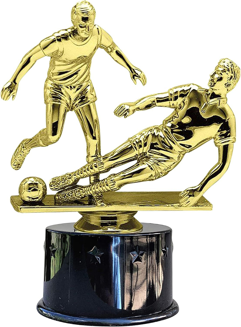 Express Medals Soccer Male Boys Double Award Trophy Party Favor Gift Prize Including 4 Gold Color Decals to Custom Personalize The Black Round Base