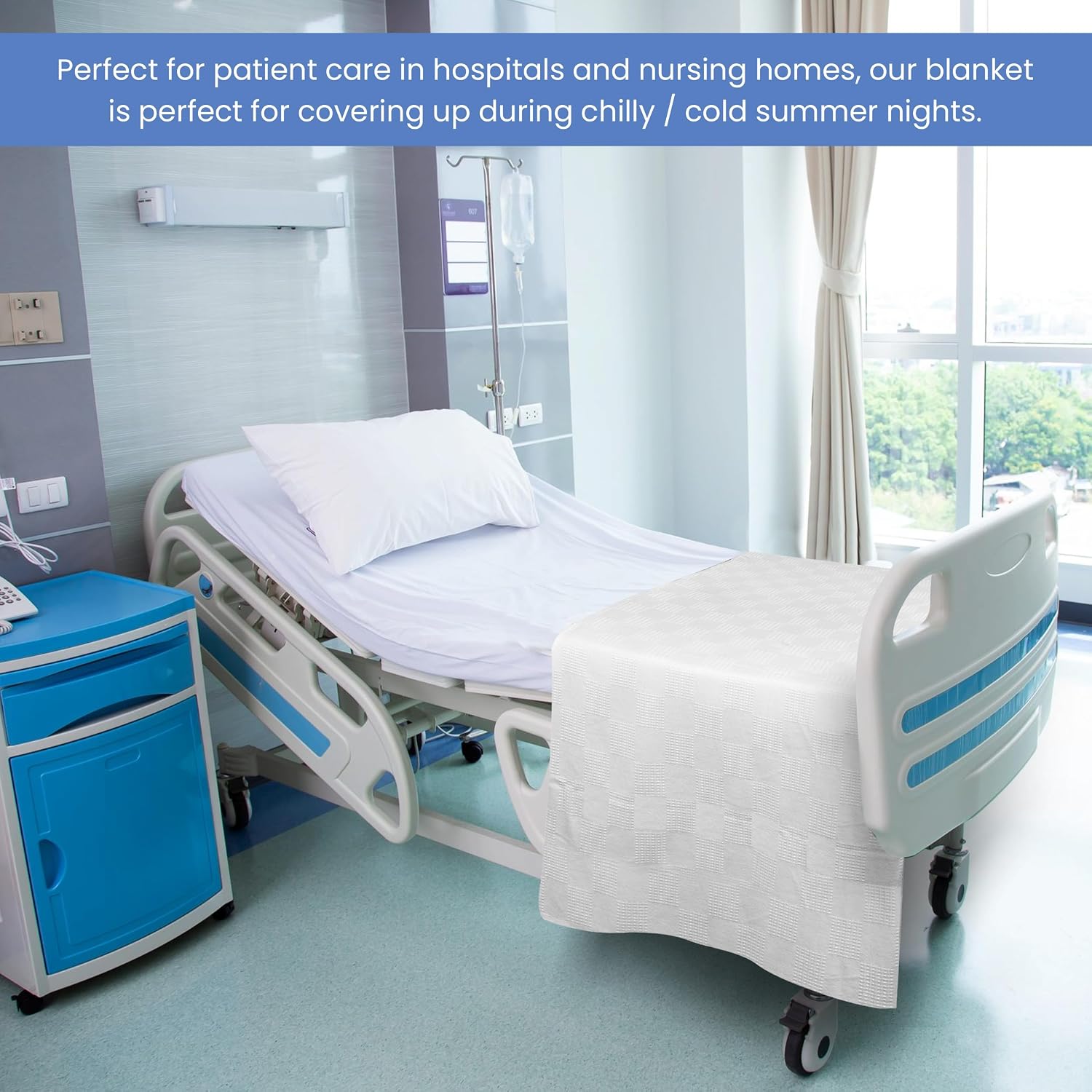 Linteum Textile Supply Institutional Snag-Free 66x90 Hospital Blanket—Durable, Lightweight & Compressed—Ideal for Healthcare Facilities, Nursing Homes & Shelters, 6 Pack (White)