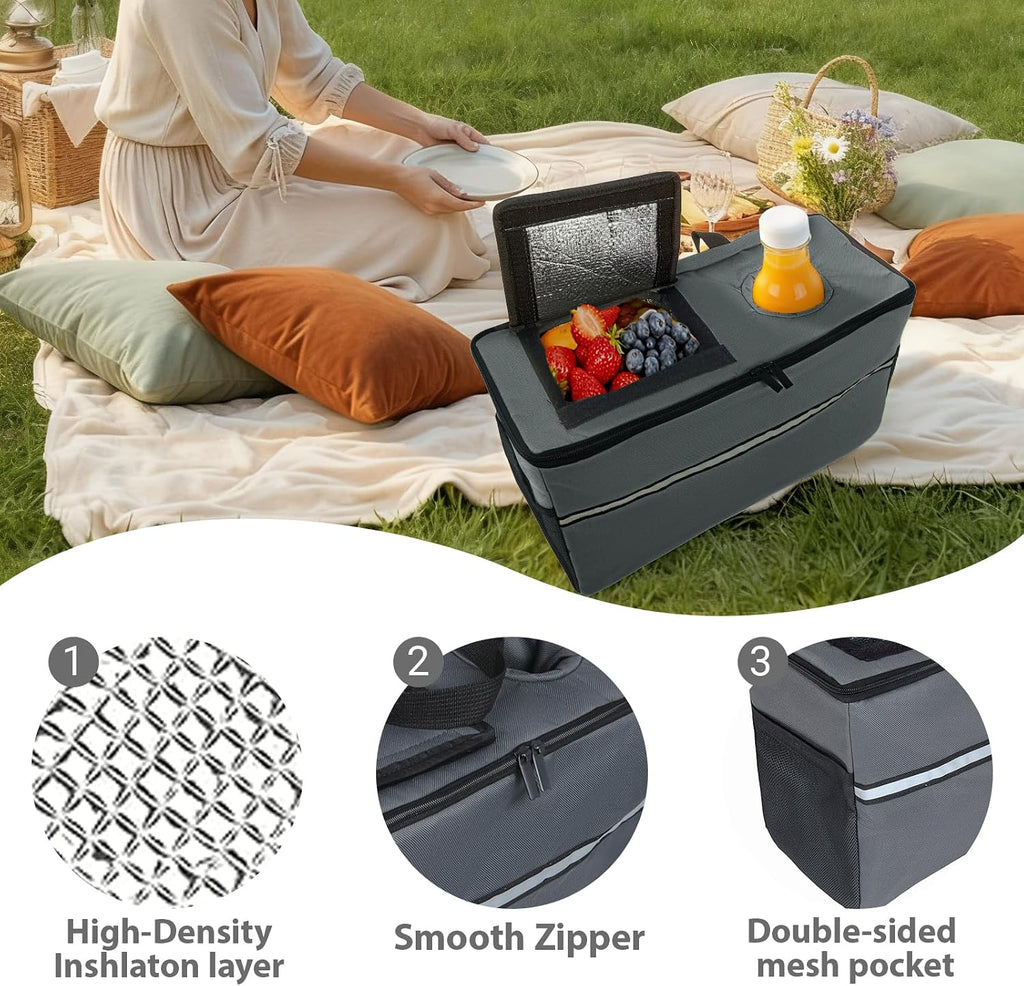 3-in-1 Heavy-Duty Folding Wagon with Convertible Bench Seat – 500lb Capacity, All-Terrain 9'x4' Beach Tires, Collapsible Design for Camping, Outdoor Events & Grocery Hauling (Gray)