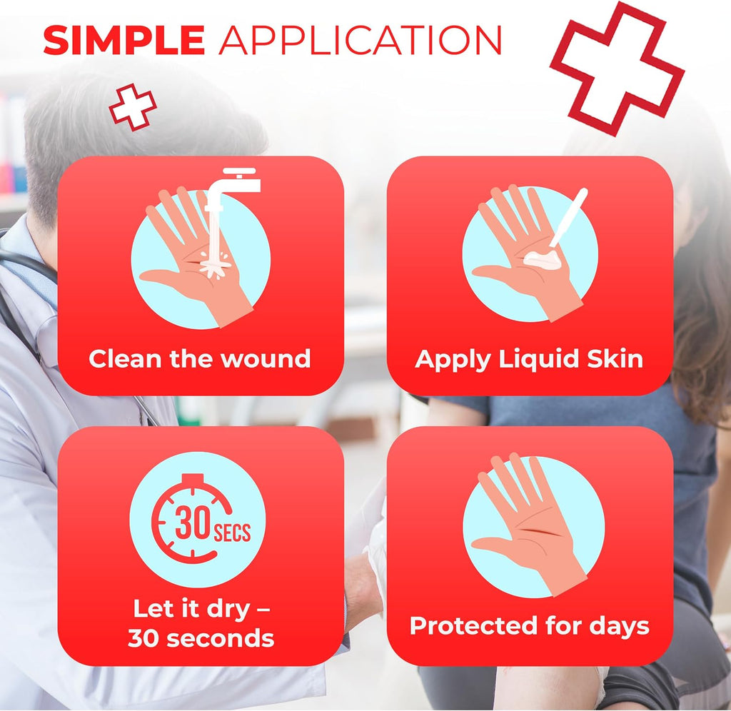 Liquid Bandage for Skin – Waterproof Skin Glue for Wound Closure, Flexible Liquid Barrier with Non-Sting Formula – Long-Lasting Liquid Bandage - 250 Count