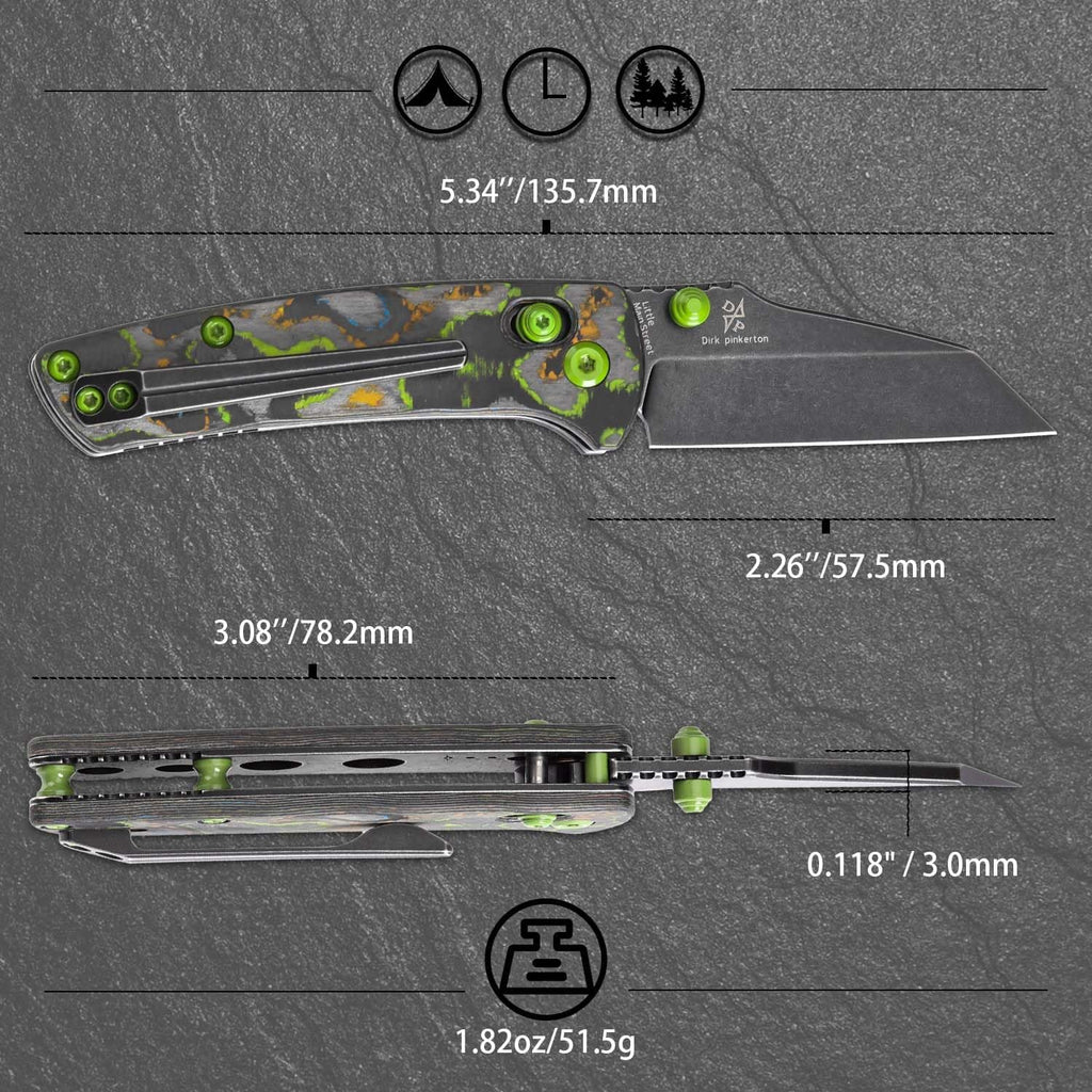 KANSEPT Little Main Street Pocket Folding Knives EDC Axis Lock Camping Knife 2.26'' Satin CPM S35VN Blade Knife with 80S Camo Carbon Fiber Handle for Men Women Everyday Carry K2015V4