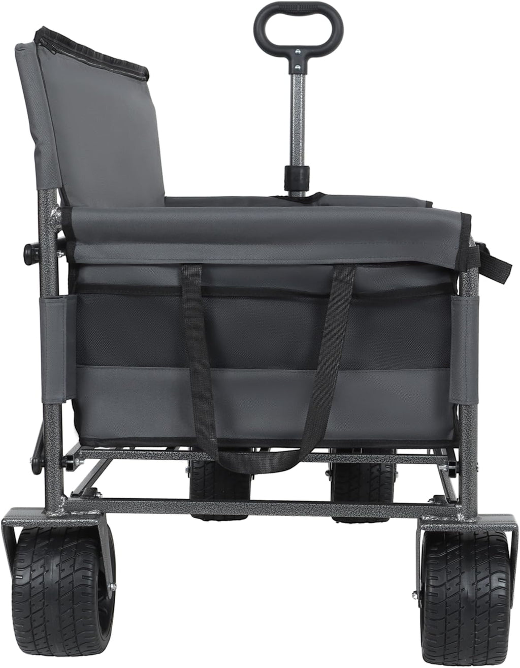 3 in 1 Convertible Folding Wagon Cart with Bench Seat Storage 500lbs Heavy Duty Utility Wagon, 180L Capacity All Terrain Wheels for Camping, Beach, Sports, Garden, Gray