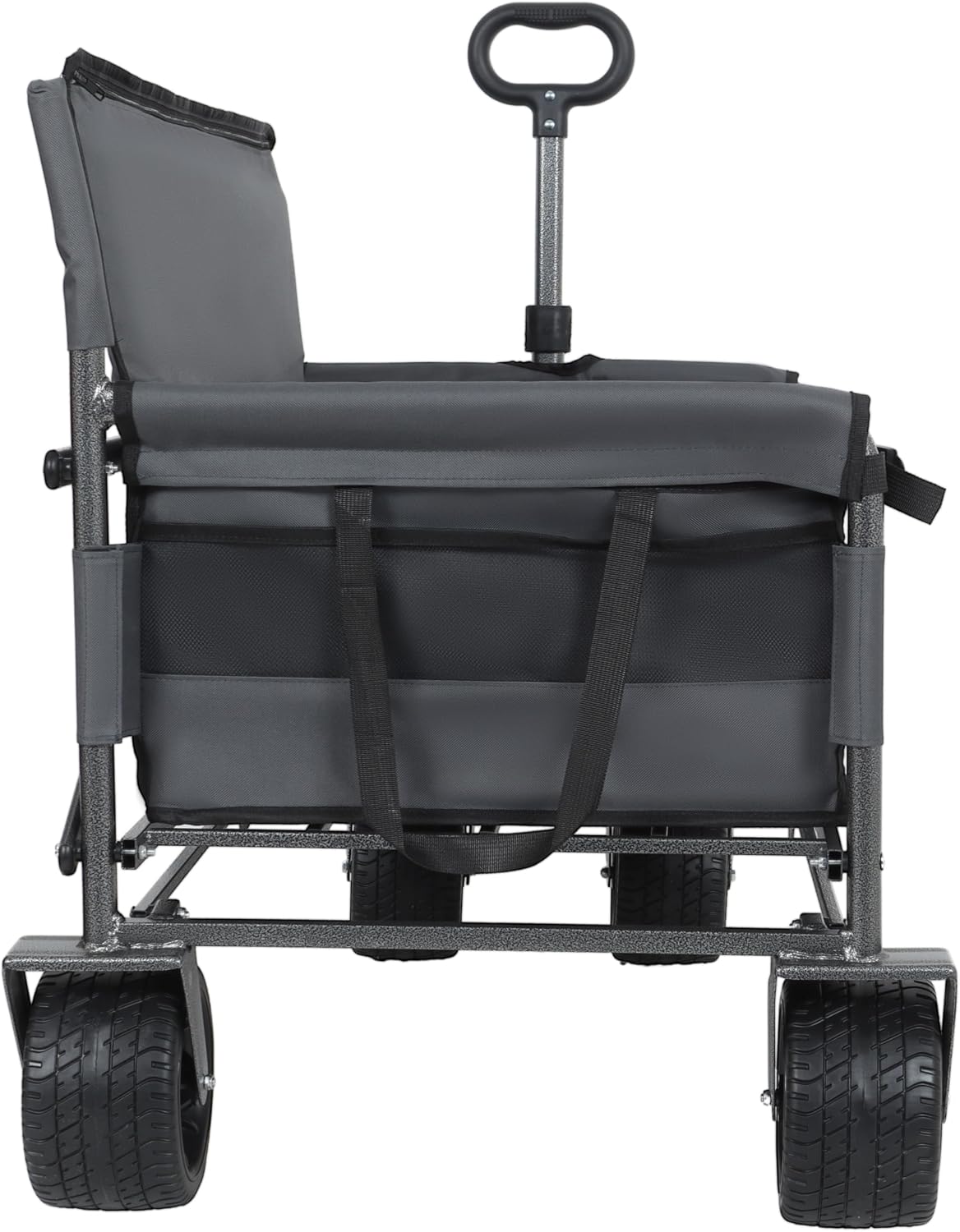 3 in 1 Convertible Folding Wagon Cart with Bench Seat Storage 500lbs Heavy Duty Utility Wagon, 180L Capacity All Terrain Wheels for Camping, Beach, Sports, Garden, Gray