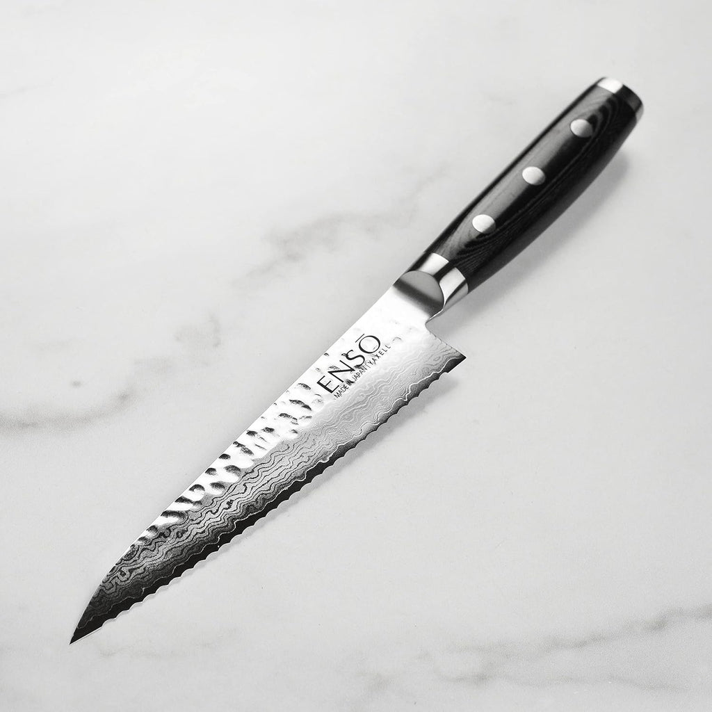 Enso HD Hammered Damascus 6-inch Serrated Utility Knife