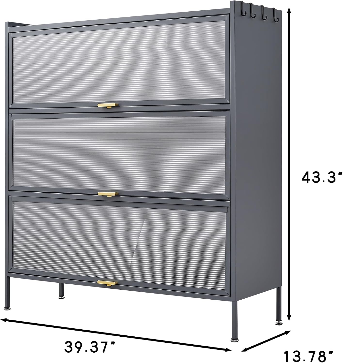 3 Tier Pantry Storage Cabinet with PC Glass Doors Baker Rack Kitchen Storage Cabinet Freestanding Microwave Stand with Adjustable Shelves Multi-Purpose Organizer for Kitchen Dining Room Black