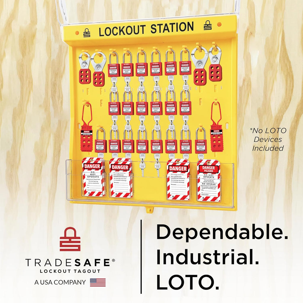 TRADESAFE Lockout Tagout Station, Unfilled Loto Station - No Lock Out Tag Out Devices Included, Wall Mount Loto Kit Board, Lockout Station with Lockable Cover