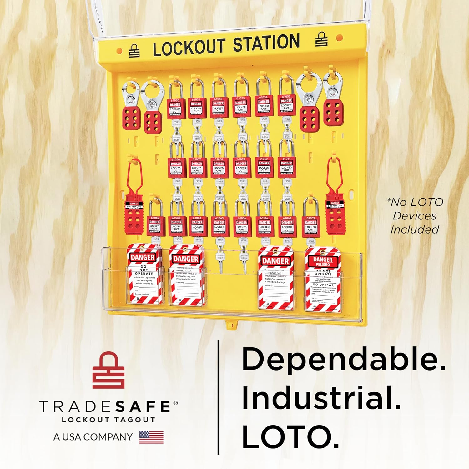 TRADESAFE Lockout Tagout Station, Unfilled Loto Station - No Lock Out Tag Out Devices Included, Wall Mount Loto Kit Board, Lockout Station with Lockable Cover