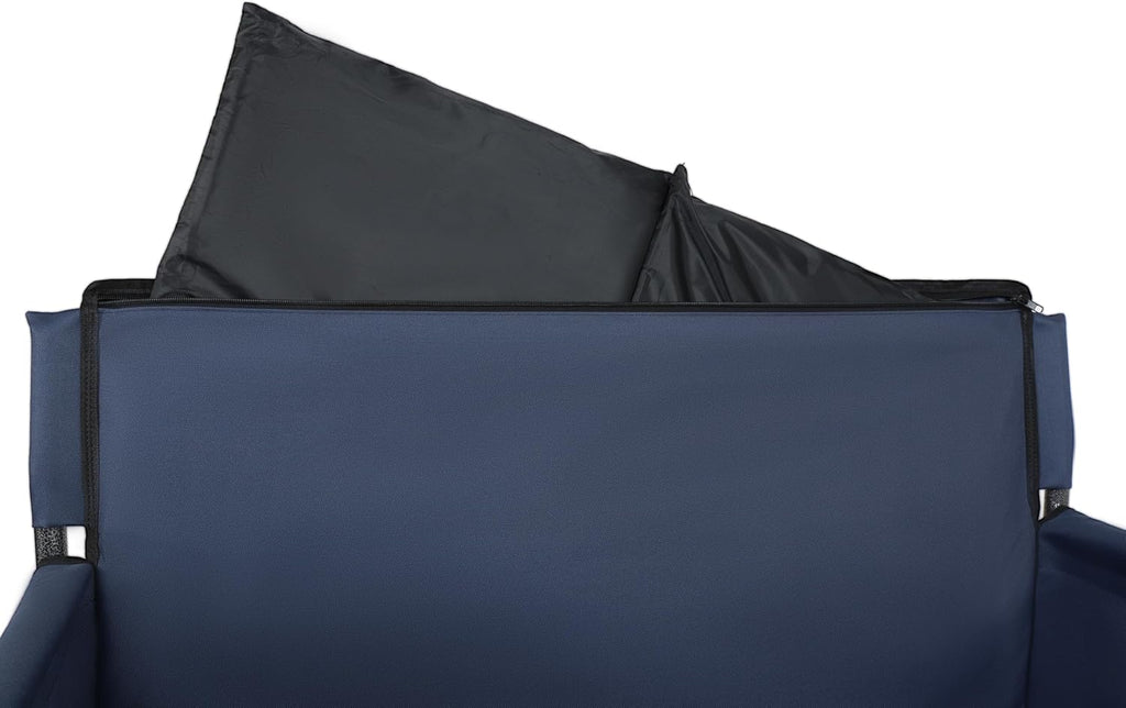 3-in-1 Convertible Folding Wagon Cart with Bench Seat & Storage-500lbs Capacity, 9'x4' Beach Tires for Camping & Beach (Dark Blue + Steel)