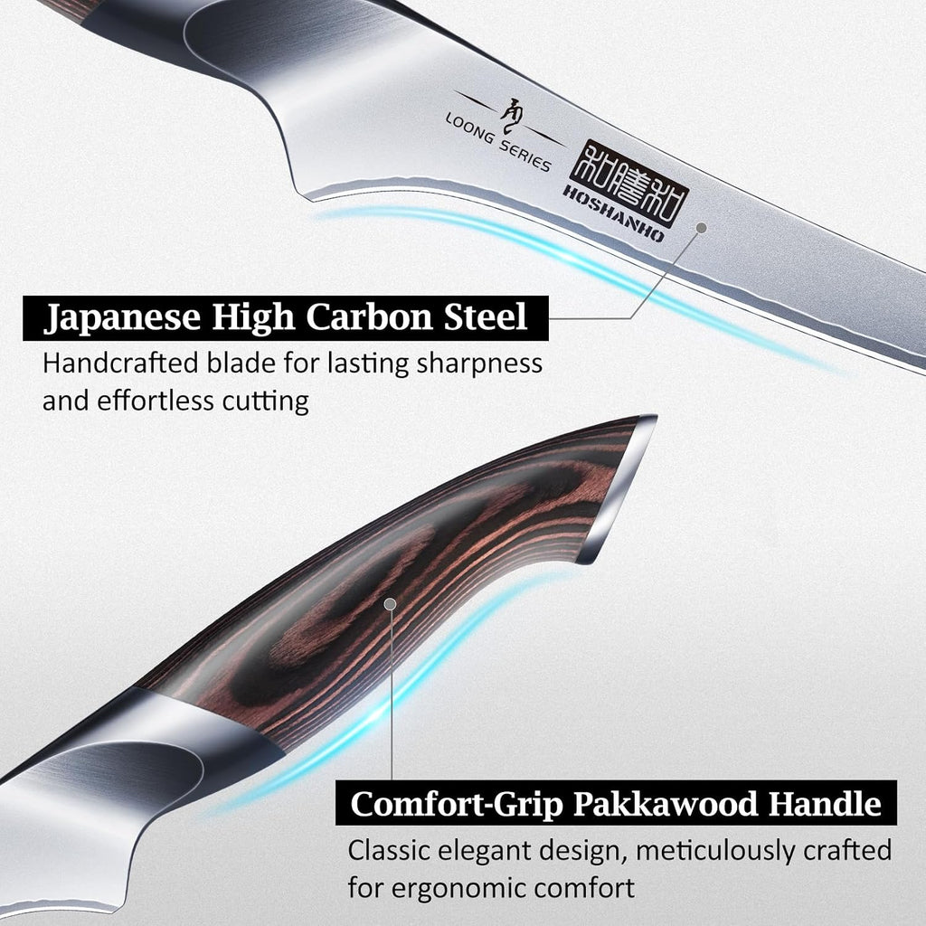 HOSHANHO BBQ Carving Knife Set, Brisket Slicing & Boning Knife for Meat Cutting, Professional Ultra Sharp Butcher Carving Knife in Japanese High Carbon Steel