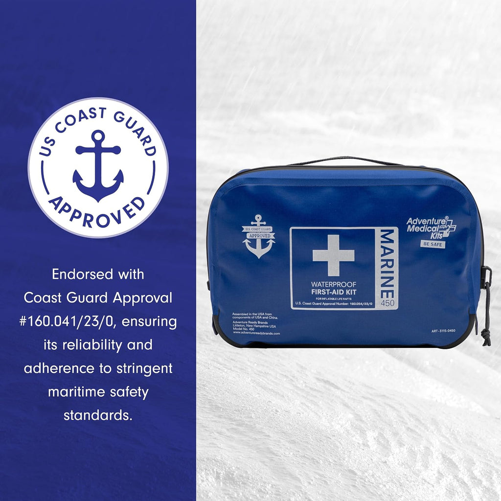 Adventure Medical Kits Marine Series Medical Kit - 450 - Boat First Aid Kit For 6 People 6 Hours From Care - Includes Emergency Medical Supplies Like Bandages, Medicine, Guide Book & More