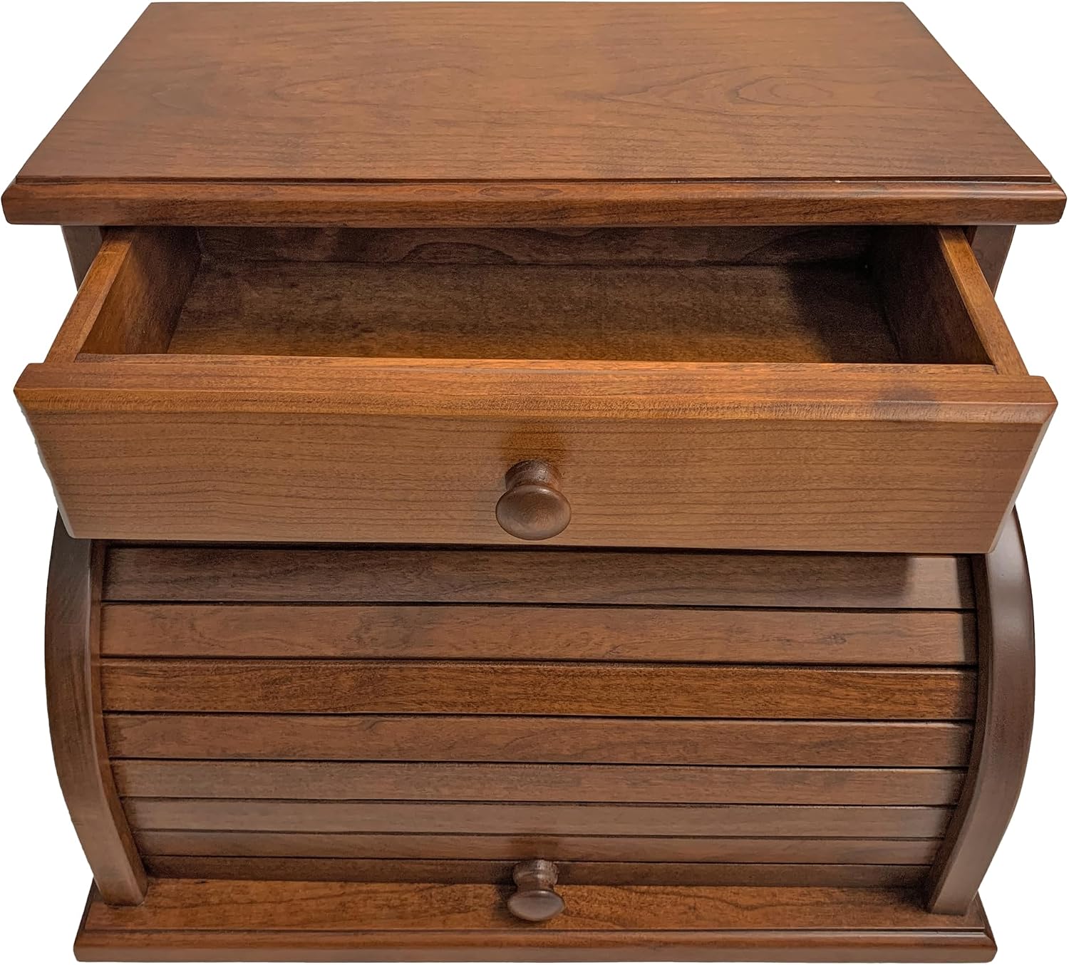 DutchCrafters Amish USA Made Solid Wood Countertop Bread Box with Drawer, Bread Holder for Kitchen Counter, Large Bread Box for Kitchen Countertop (Cherry - Michael's Cherry)