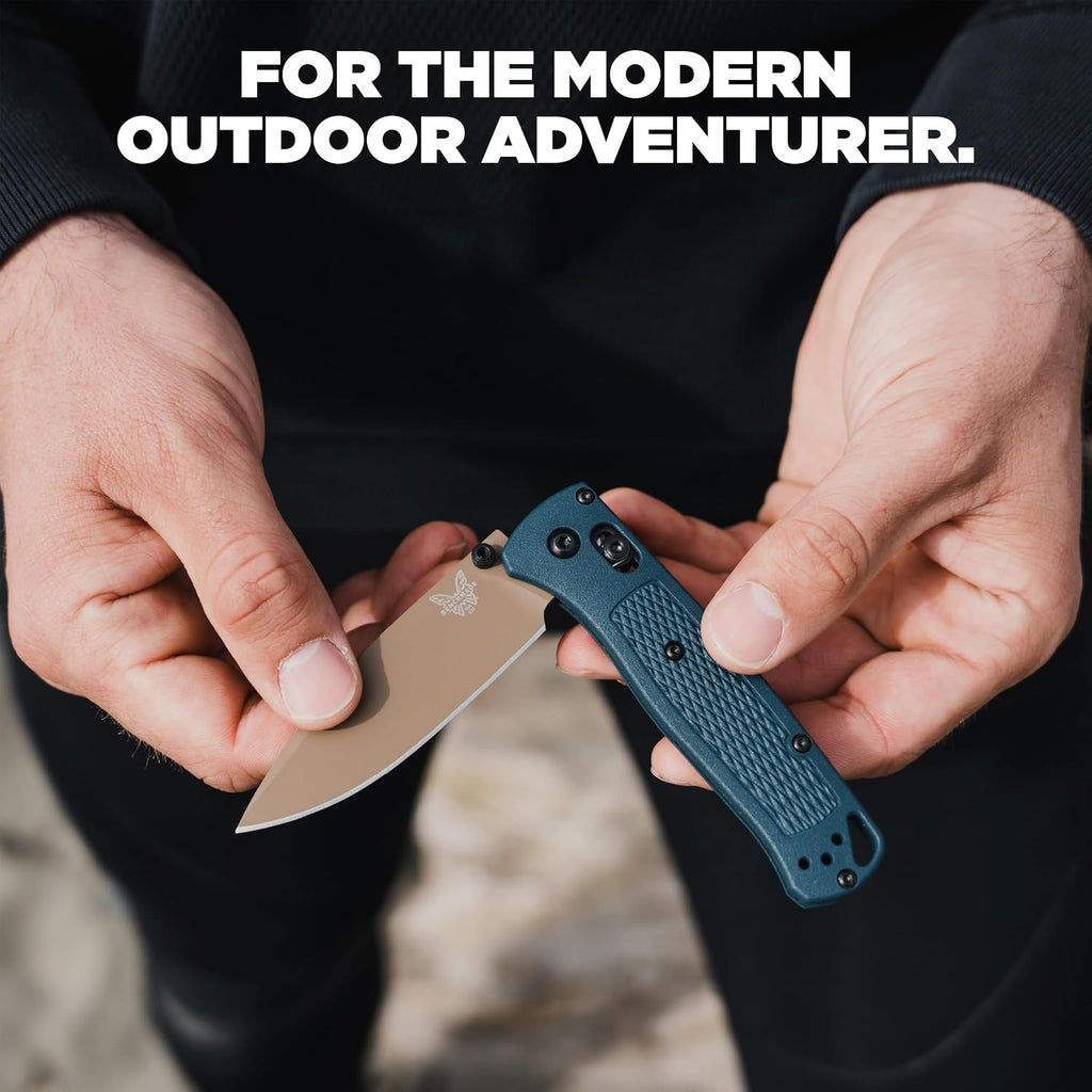 Benchmade - Bugout Outdoor EDC Folding Knife, Slim, Lightweight, Plain Edge, Drop-Point Blade, CPM-S30V Stainless Steel (58-60HRC), Grivory Handle (535FE-05)