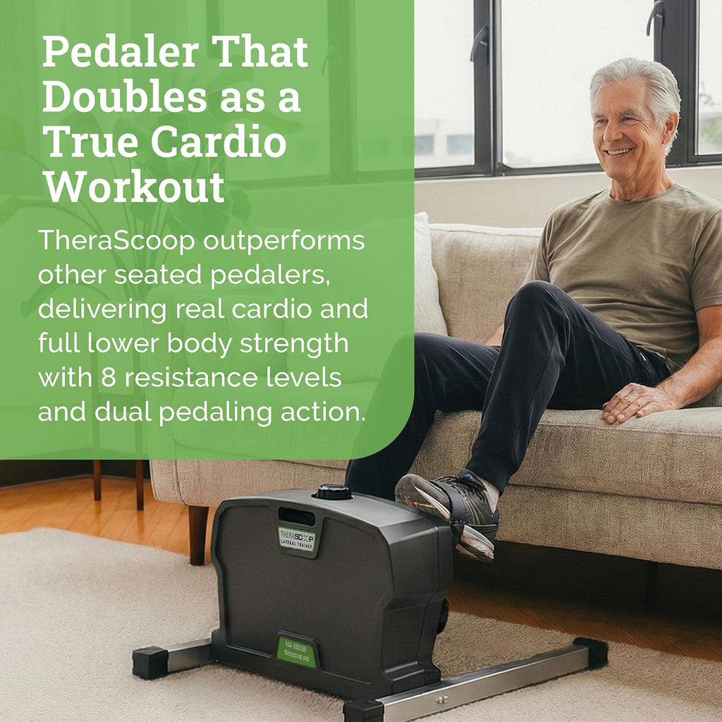 TheraScoop Lateral Elliptical | Compact Lateral Trainer | Professional Grade Under Desk Exercise Equipment | Zero Impact Leg Exerciser for Seniors or Athletes | Balance & Mobility Leg Exercise Machine