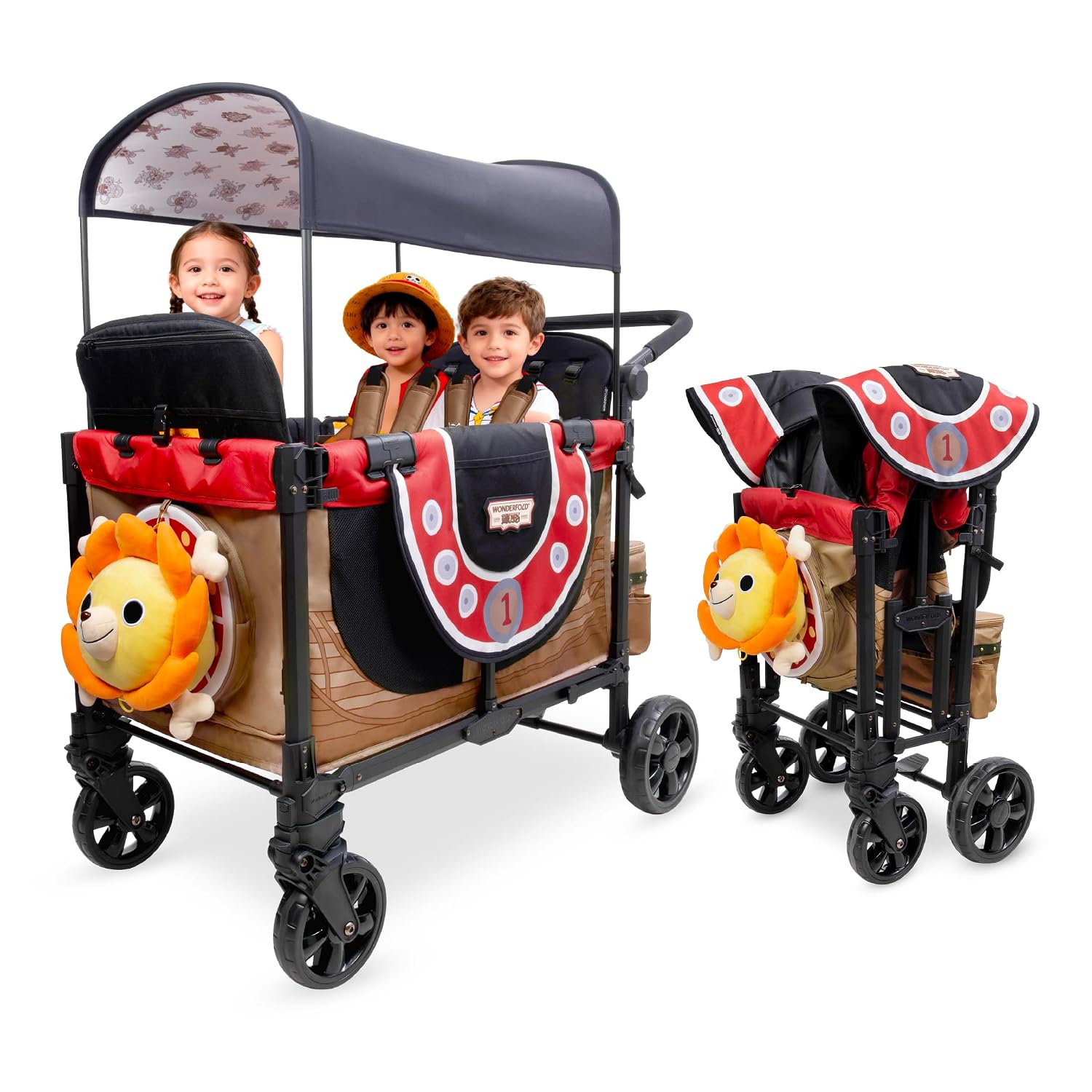 WonderFold ONE PIECE Thousand Sunny Limited Edition 4 Seater Stroller Wagon - Spacious, Safe, and Stylish Ride with All-Terrain Wheels