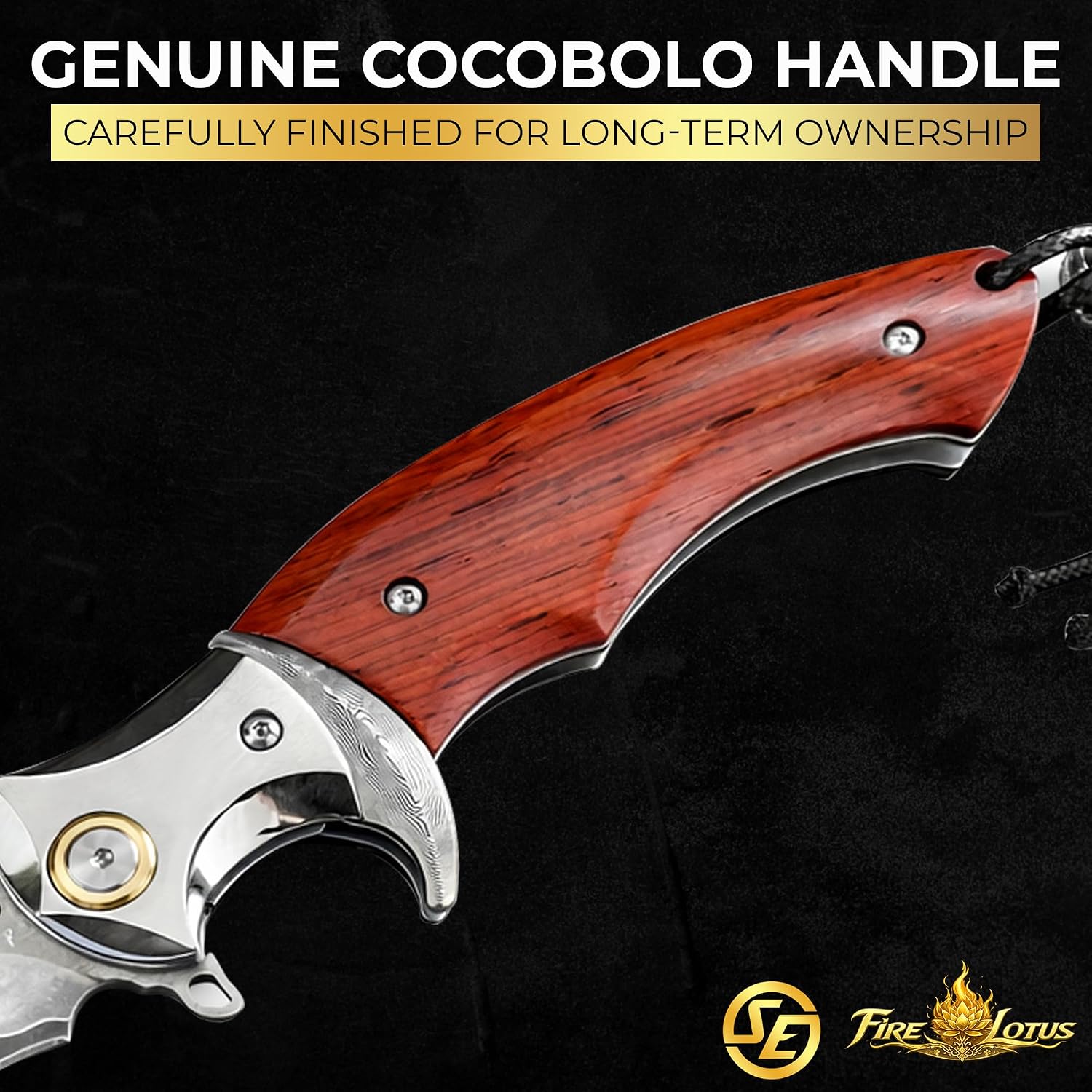 SliceElite Fire Lotus Precision Premium Folding Knife Japanese Sanmai Steel Blade Cocobolo Wood Handle Smooth Action EDC Pocket Knife Fathers Day Gift For Men Luxury Collector Heirloom Craftsmanship