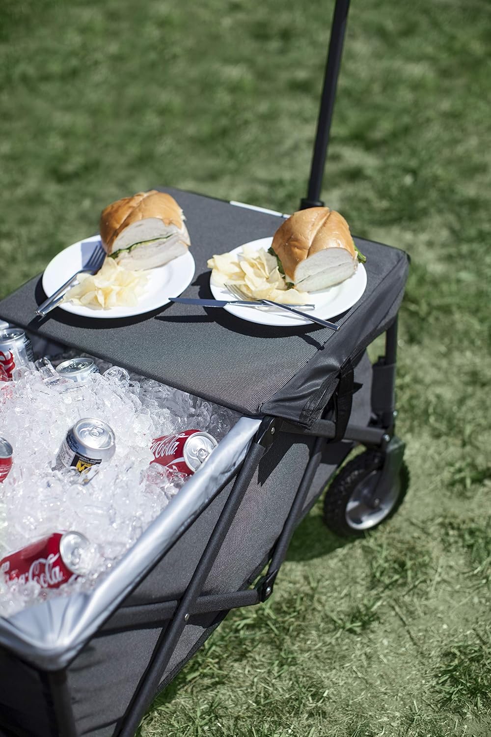 PICNIC TIME Brand Adventure Wagon Elite Folding Wagon With Table Top Lid & Soft Cooler Liner
