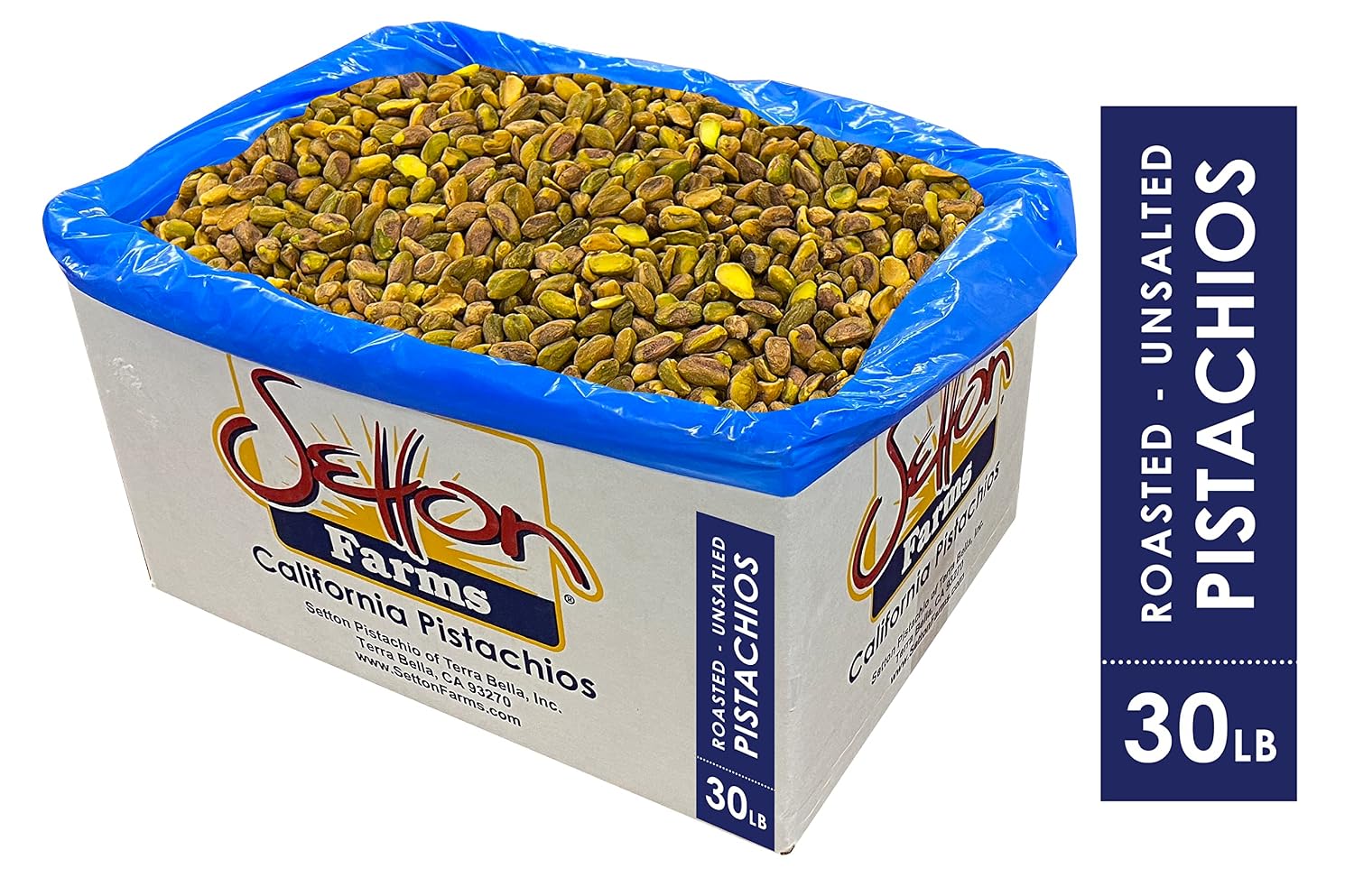 Pistachios Shelled Dry Roasted Unsalted, 30 Lbs. Bulk Case, Kosher (Also perfect for making Dubai Chocolate)