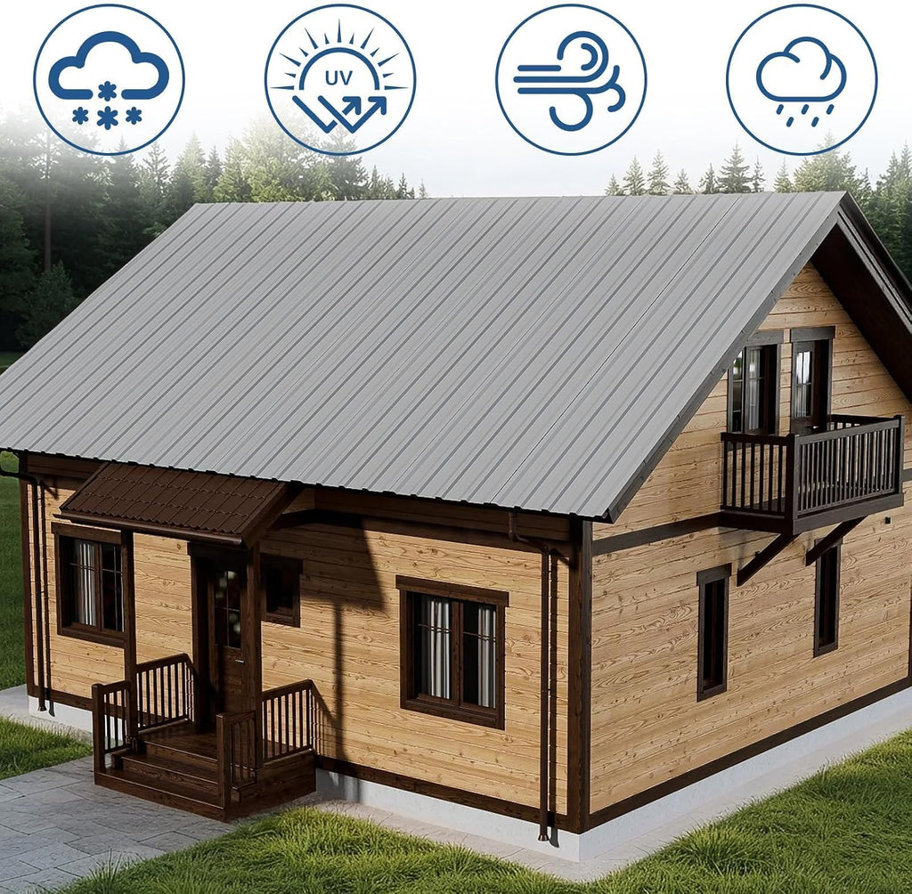 10 Pack Corrugated Metal Roofing Panels, 6.1 ft Galvanized Steel Roof Sheets, 17.7 x 73.2 in, Approx. 90 sq.ft Total Panel Area, with Screws, for Sheds, Chicken Coops and Gazebos, Grey