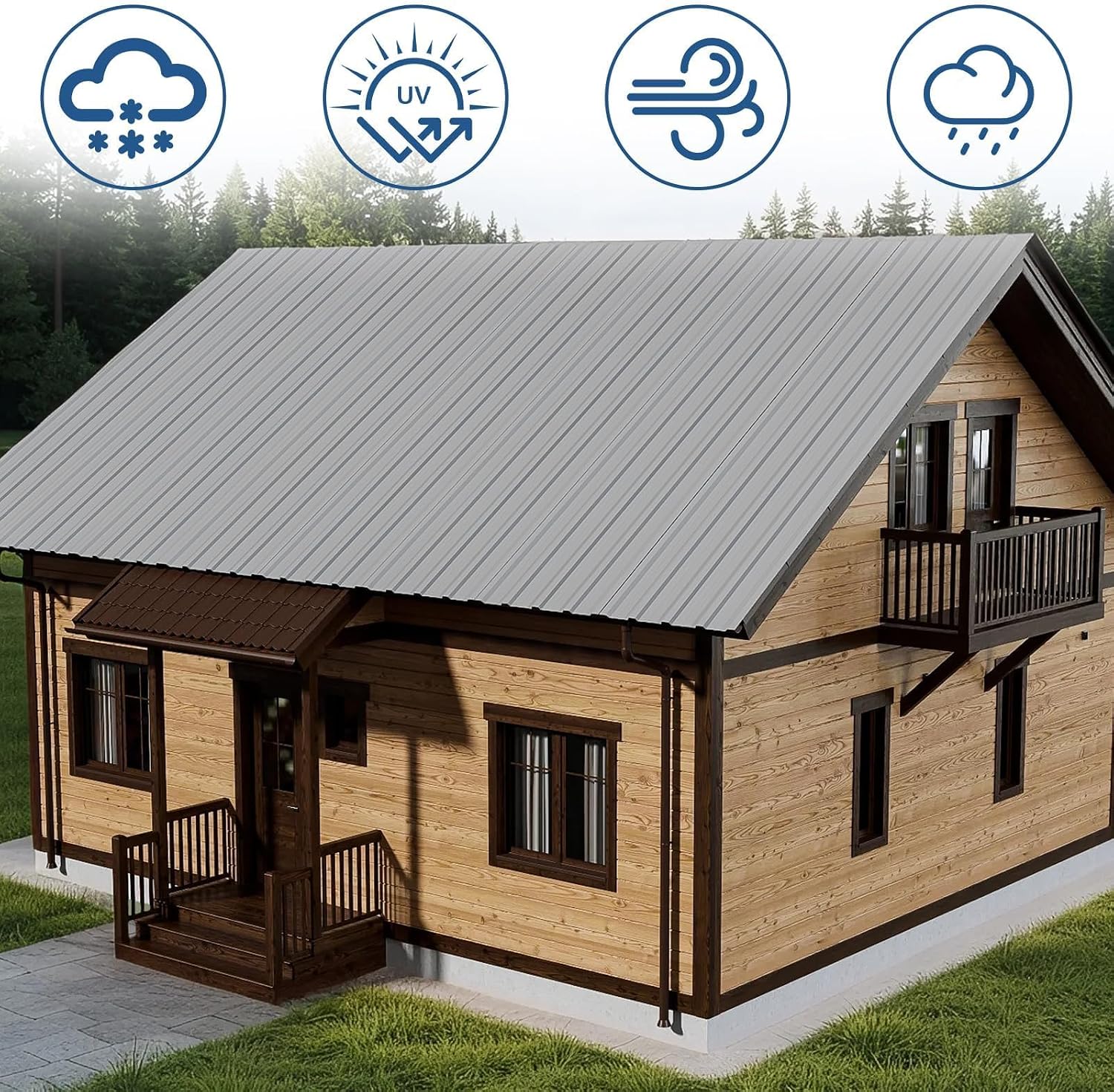 10 Pack Corrugated Metal Roofing Panels, 6.1 ft Galvanized Steel Roof Sheets, 17.7 x 73.2 in, Approx. 90 sq.ft Total Panel Area, with Screws, for Sheds, Chicken Coops and Gazebos, Grey