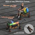 WISELD GT3 Foldable Electric Wagon Cart with Seat, Dymanic Load 551LBS/Static 771LBS All Terrain Wagon, Reverse Function, Precision Steering, 2 Modes for Shopping, Sports, Garden, Camping (Khaki)