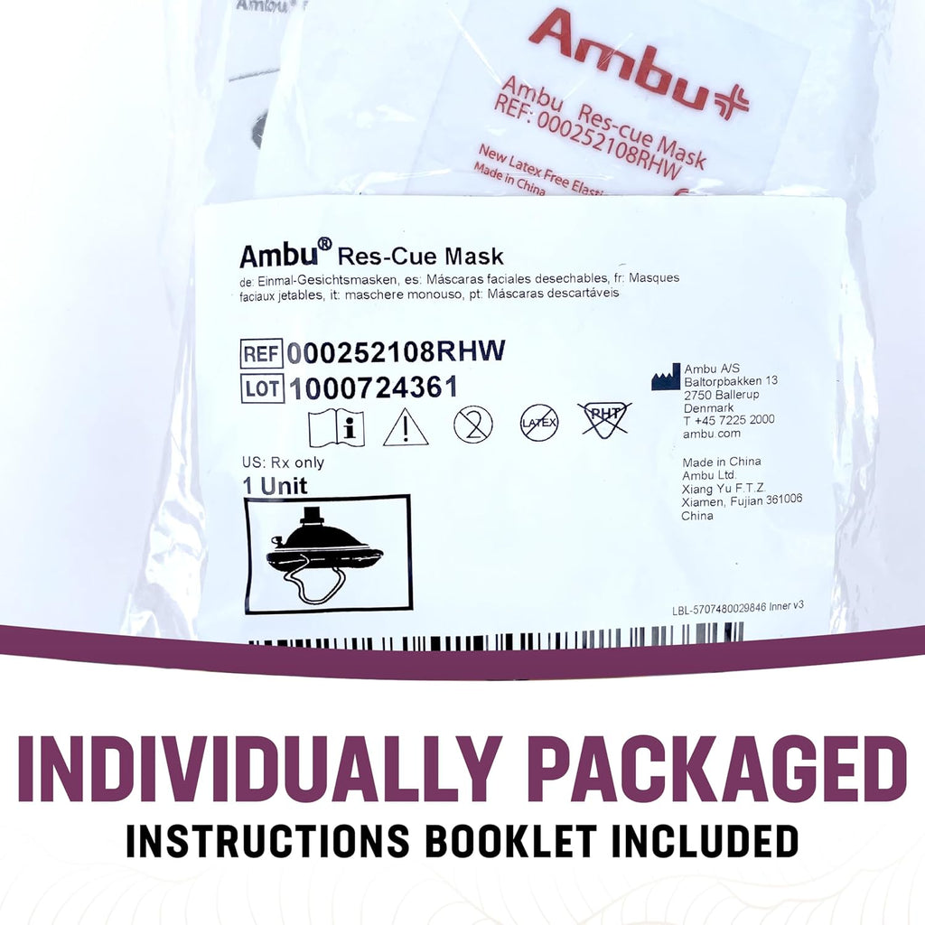 Kemp USA Ambu CPR Mask Kit 80 Set Adult & Child Silicone Resuscitation Mask Hard Case O2 Inlet Pocket Resuscitator Gloves Wipes First Aid Emergency Medical Supply Equipment