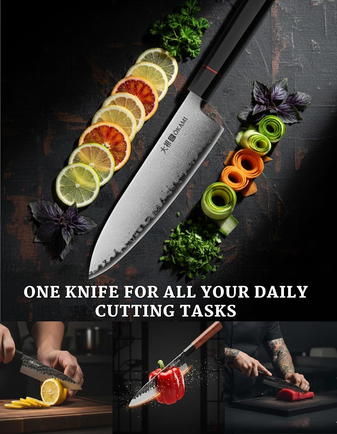 Chef Knife 8 Inch - Hand Forged Kitchen Knife with 67-Layer Japanese Damascus Steel, AUS-10 Core & G10 Handle - Ultra Sharp, Perfectly Balanced Gyuto Knife for Home Chefs and Professionals