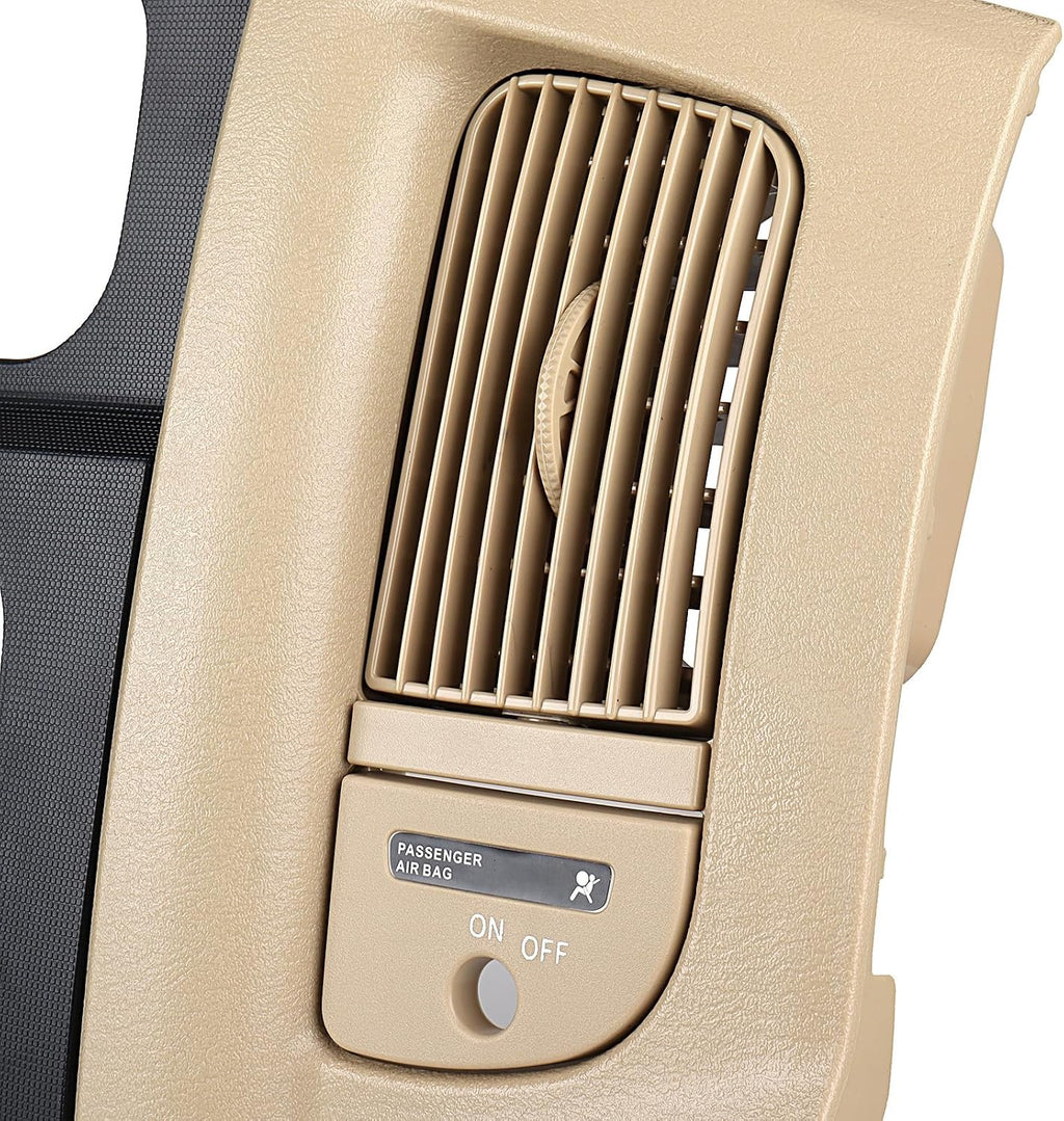 Dash Center Radio Bezel Trim Panel Compatible for 2002-2005 Dodge Ram 1500, 2003-2005 Ram 2500 3500 Replacement Dash Cover Kit + Mounting Screw Dashboard Radio Surround Interior Beige & Black