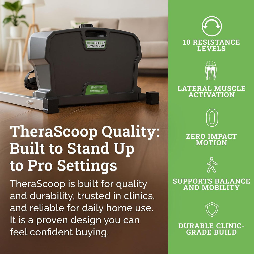 TheraScoop Lateral Elliptical | Compact Lateral Trainer | Professional Grade Under Desk Exercise Equipment | Zero Impact Leg Exerciser for Seniors or Athletes | Balance & Mobility Leg Exercise Machine