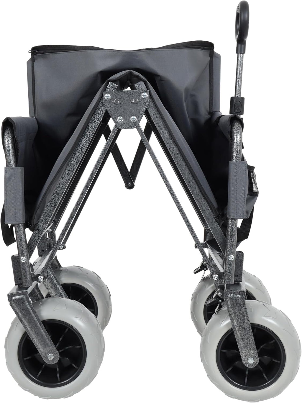 3-in-1 Convertible Folding Wagon Cart with Bench Seat & Storage-500lbs Capacity, 9'x4' Beach Tires for Camping & Beach (Gray + Steel)