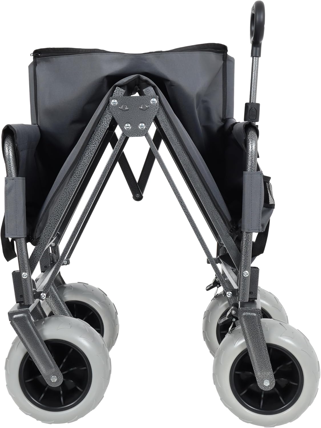 3-in-1 Convertible Folding Wagon Cart with Bench Seat & Storage-500lbs Capacity, 9'x4' Beach Tires for Camping & Beach (Gray + Steel)