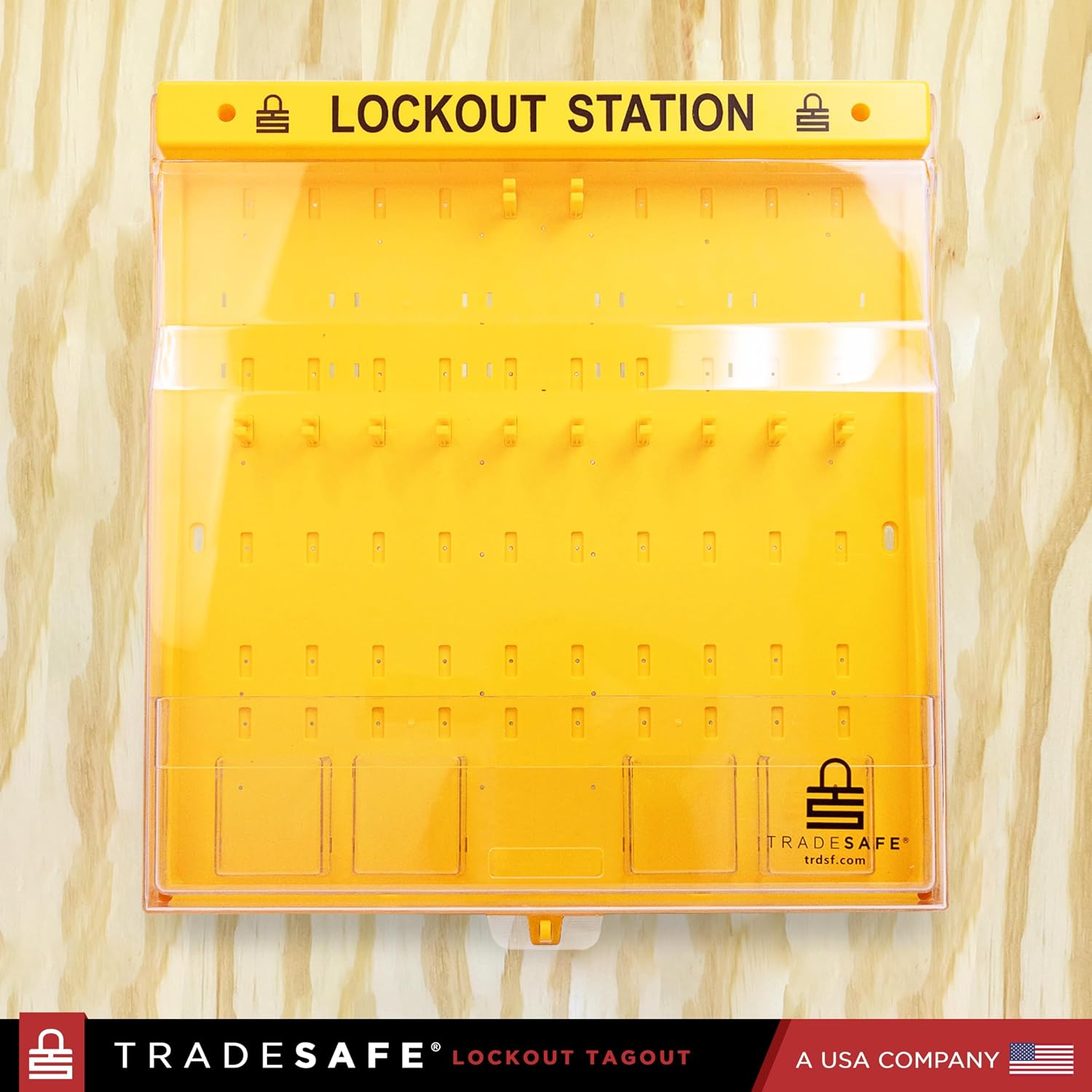 TRADESAFE Lockout Tagout Station, Unfilled Loto Station - No Lock Out Tag Out Devices Included, Wall Mount Loto Kit Board, Lockout Station with Lockable Cover