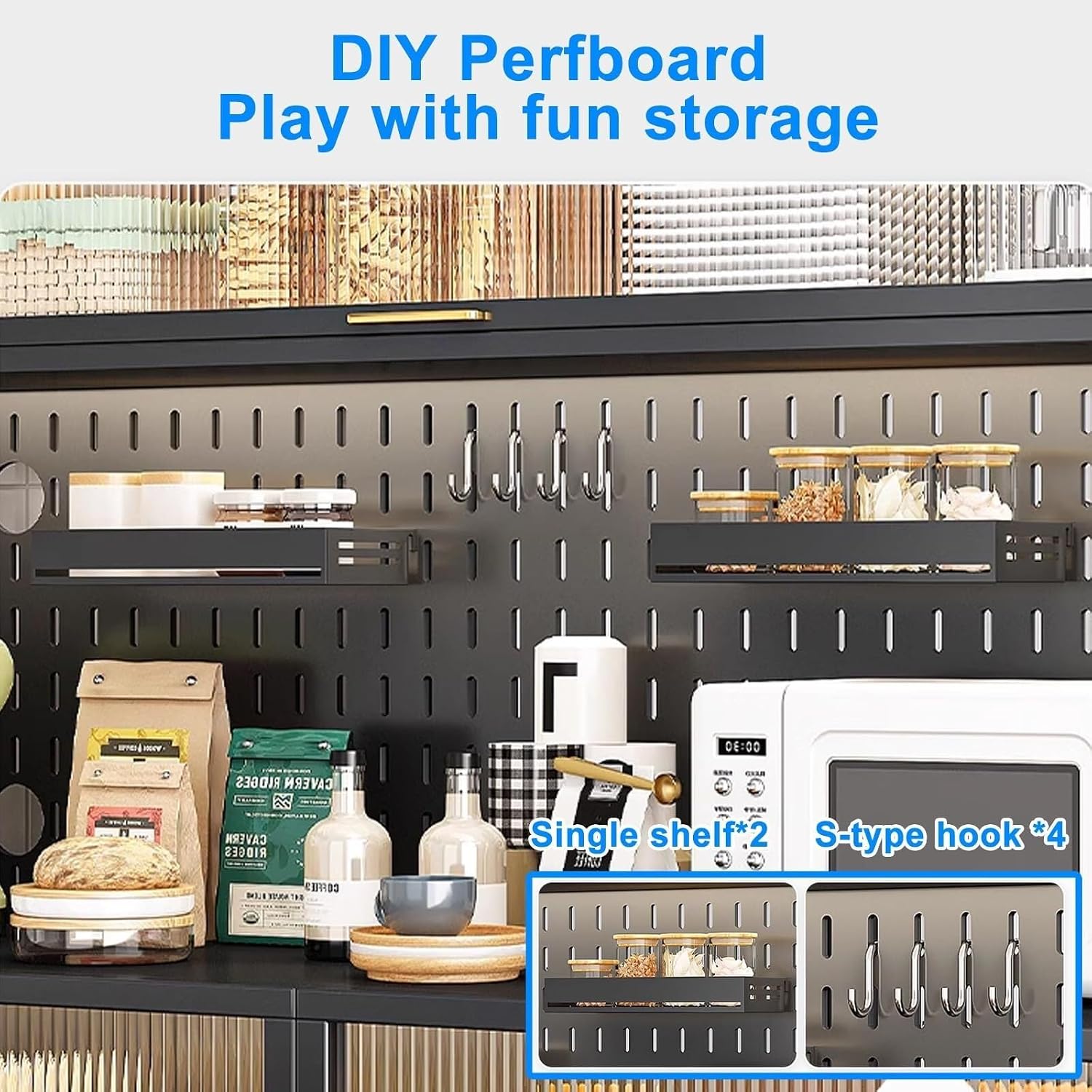 5-Tier Kitchen Baker's Rack with Flip Doors, Pegboards, Pull-Out Drawer & Wheels, Large Metal Storage Shelves