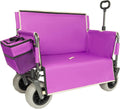 ZeHuoGe 3-in-1 Convertible Folding Wagon Cart with Bench Seat & Storage-Includes 1 ice Pack, 180L Capacity Utility Wagon for Camping, Beach, Sports, Garden (Purple)