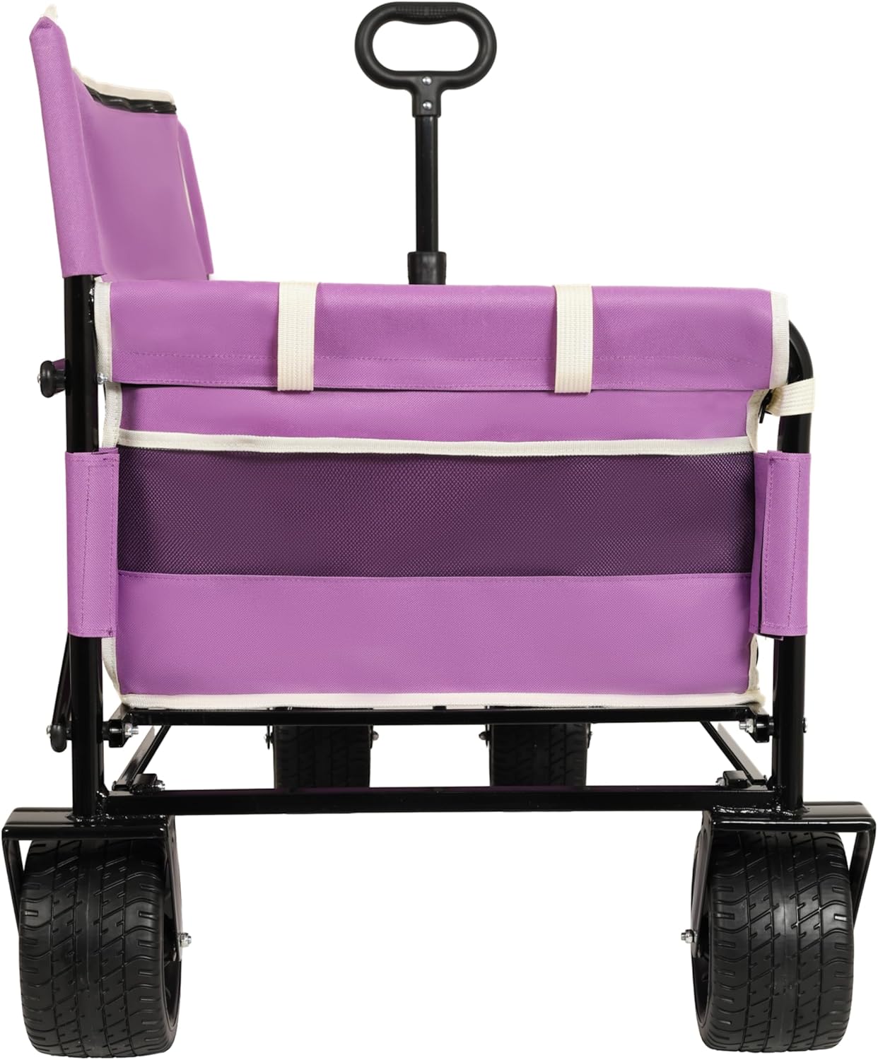 3 in 1 Convertible Folding Wagon Cart with Bench Seat Storage 500lbs Heavy Duty Utility Wagon, 180L Capacity All Terrain Wheels for Camping, Beach, Sports, Garden, Purple