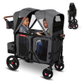 Radio Flyer Voya Stroller Wagon, for Ages 6+ Months, Extra Tall Sides, Push or Pull, 2 Seats, Dual Sun Canopies, Compact Fold, Lightweight, Storage Space, 5-Point Harnesses, Stroller Wagon for Kids