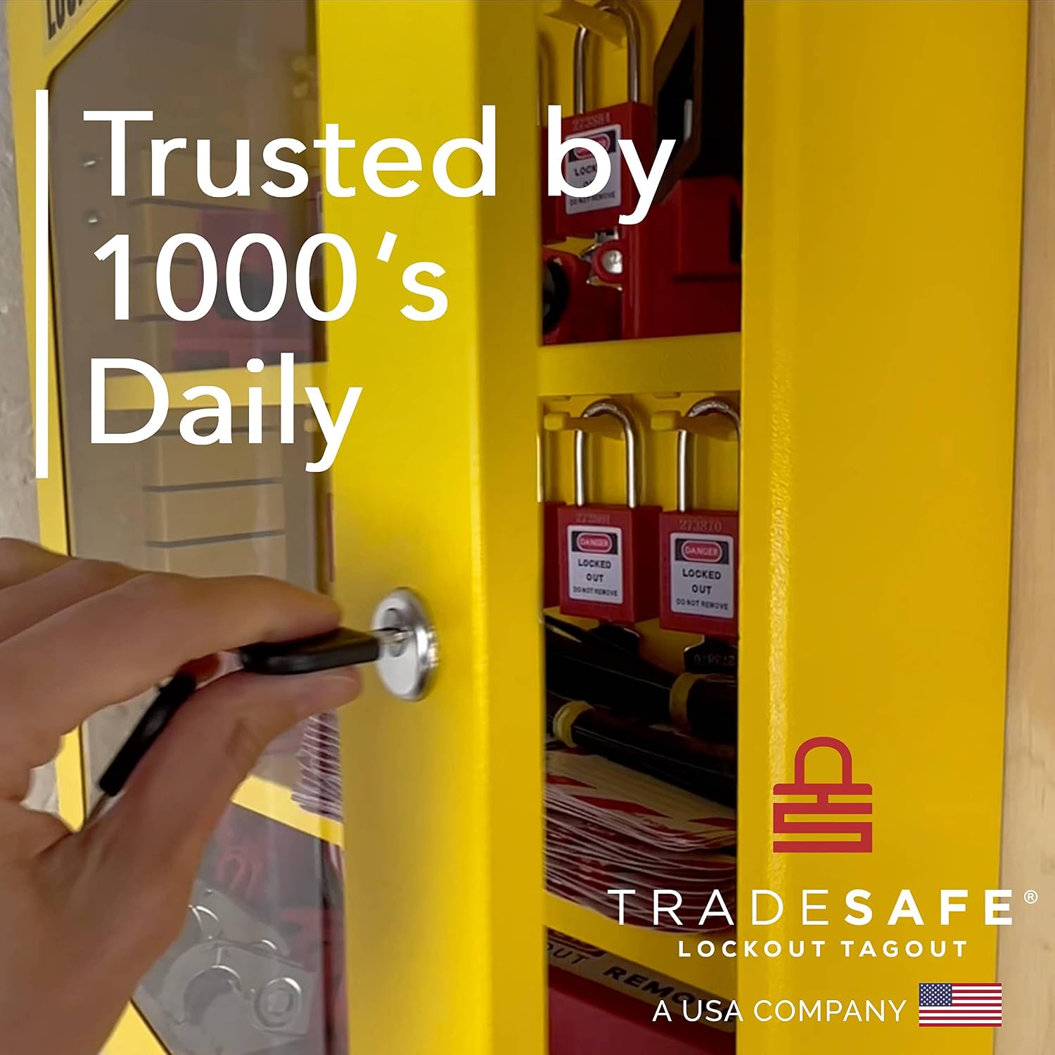 TRADESAFE Lockout Tagout Cabinet - 75 Pieces Loto Devices, Loto Locks, Lockout Hasp, Lock Out Tags, Circuit Breaker Lock, Cable Lock, Plug Lock, Lockout Tagout Station with Movable Shelf Partitions