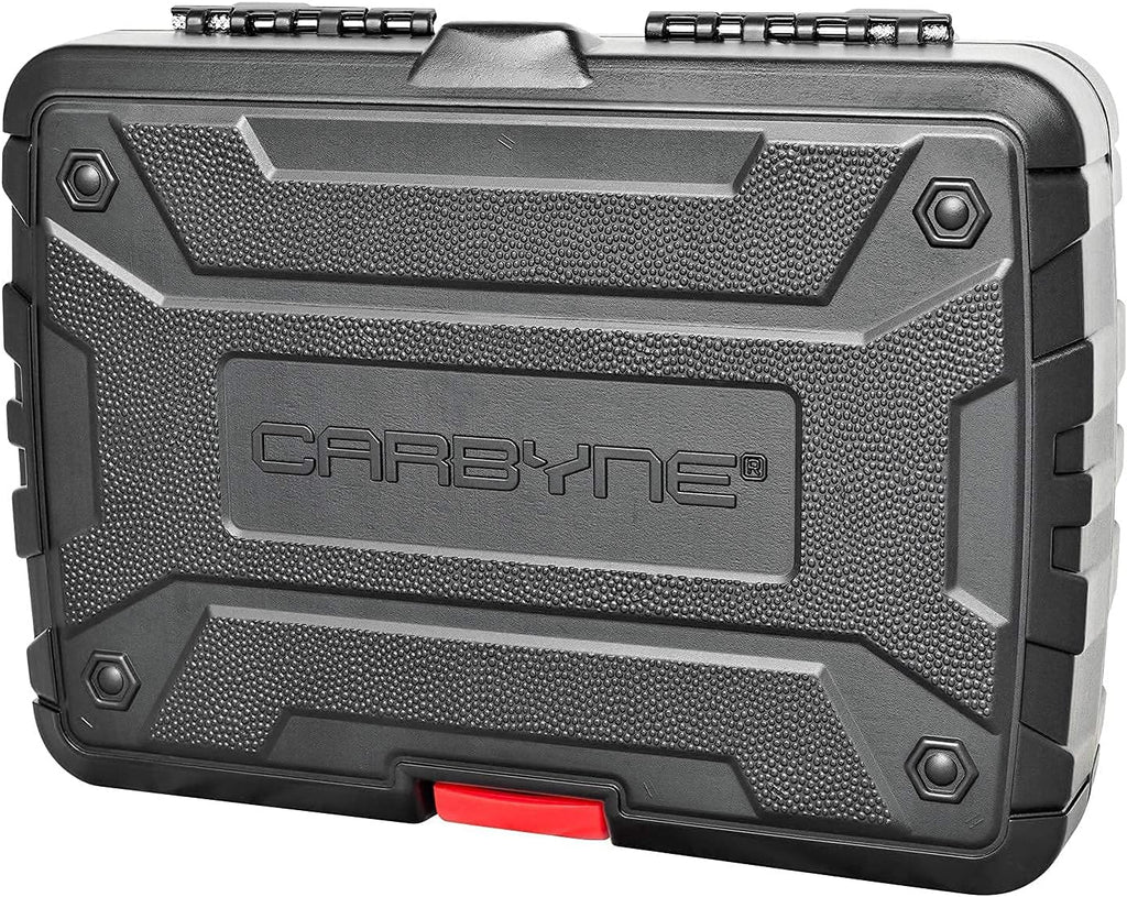 CARBYNE 18-Piece Extra Long Hex (Allen) Bit Socket Set, SAE 1/8 to 3/8 in. and Metric 3 to 10mm, 3/8 in. Drive, S2 Steel, CrV Sockets, 6.1 in. Length, Durable Case