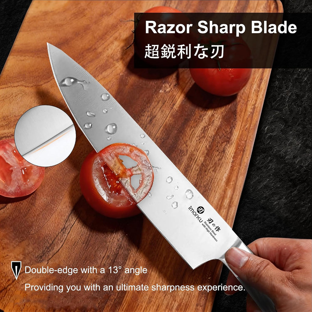 imarku 3 Pieces Knife set, Japanese HC Stainless Steel Kitchen Knife Set, Professional Chef Knife Set With Ergonomic Pakkawood Handle, Ultra Sharp Knives Set for Kitchen & Home Cooking, Gifts Box