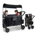 WonderFold W4 Original Stroller Wagon - Foldable Wagon with 5 Point Harness - Adjustable Canopy & Deep Carriage - All-Terrain Wheels - for Babies, Toddlers & Kids - 4 Seater - Black