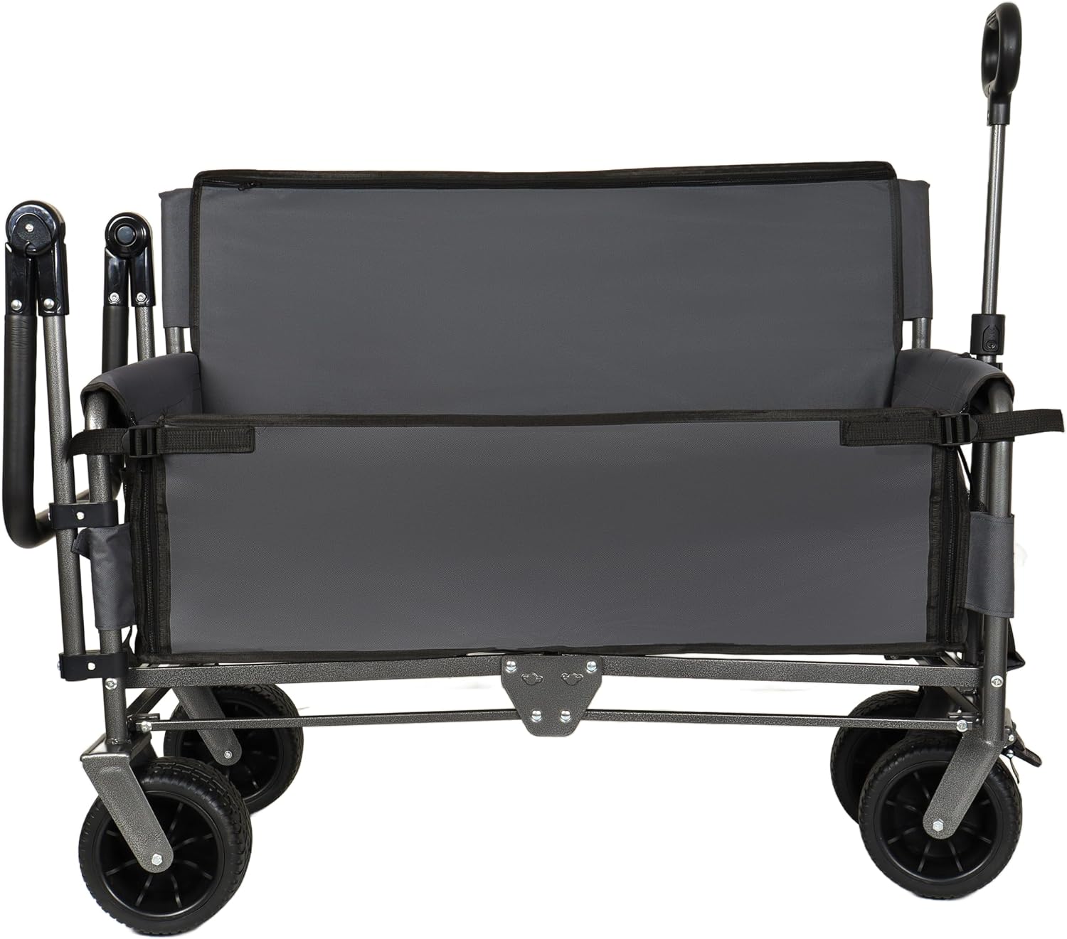 3 in 1 Folding Wagon Cart with Bench Seat Canopy Storage, 500lbs Heavy Duty, 180L Capacity, All Terrain Wagon for Camping, Beach, Sports, Garden, Gray