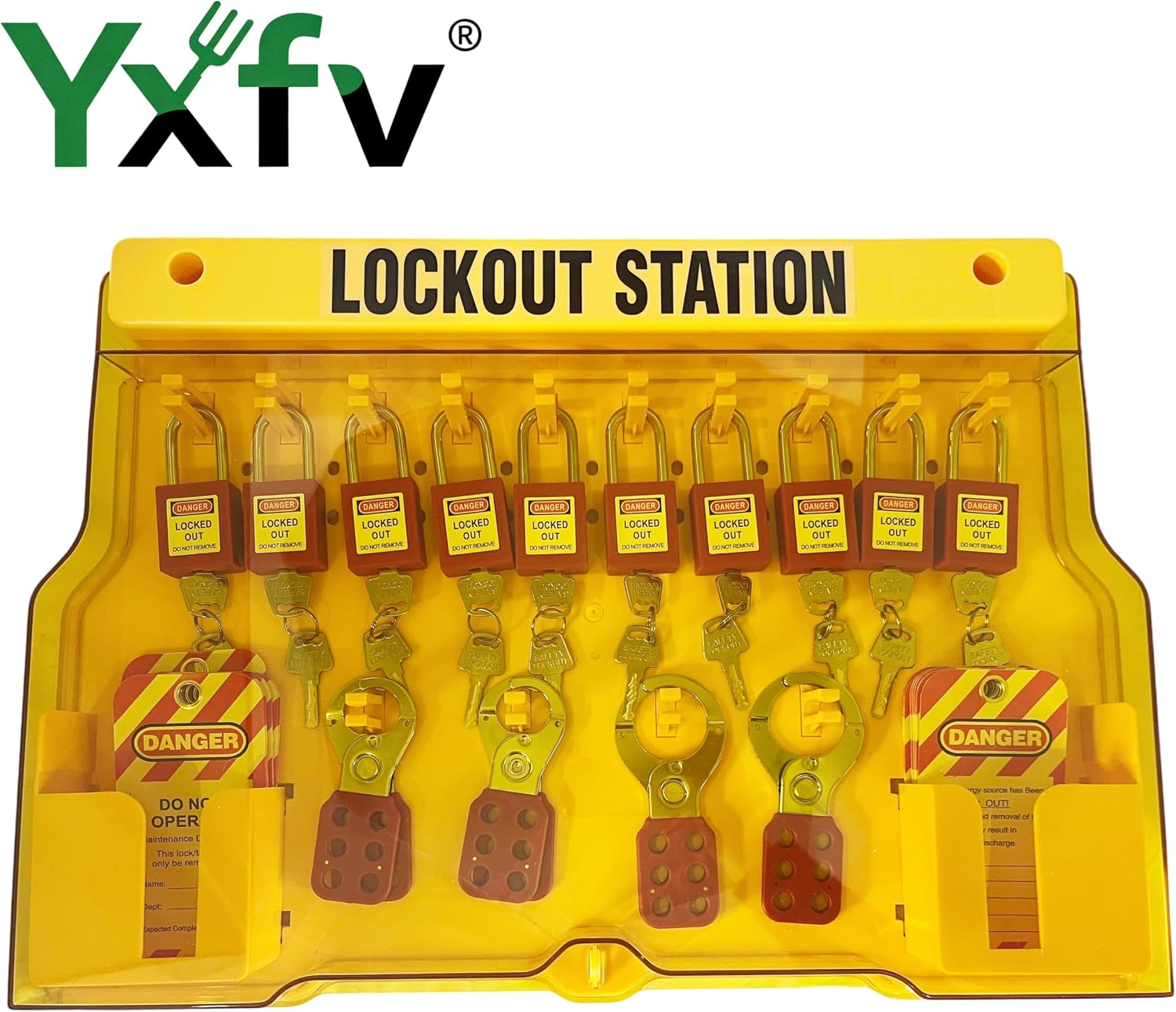 Lockout Tagout Station with Loto Devices, 14 Safety Padlocks, 6 Hasps, 40 Do Not Operate Tags, Lock Out Tag Out Kit Board, OSHA Compliant Industrial Safety Supply